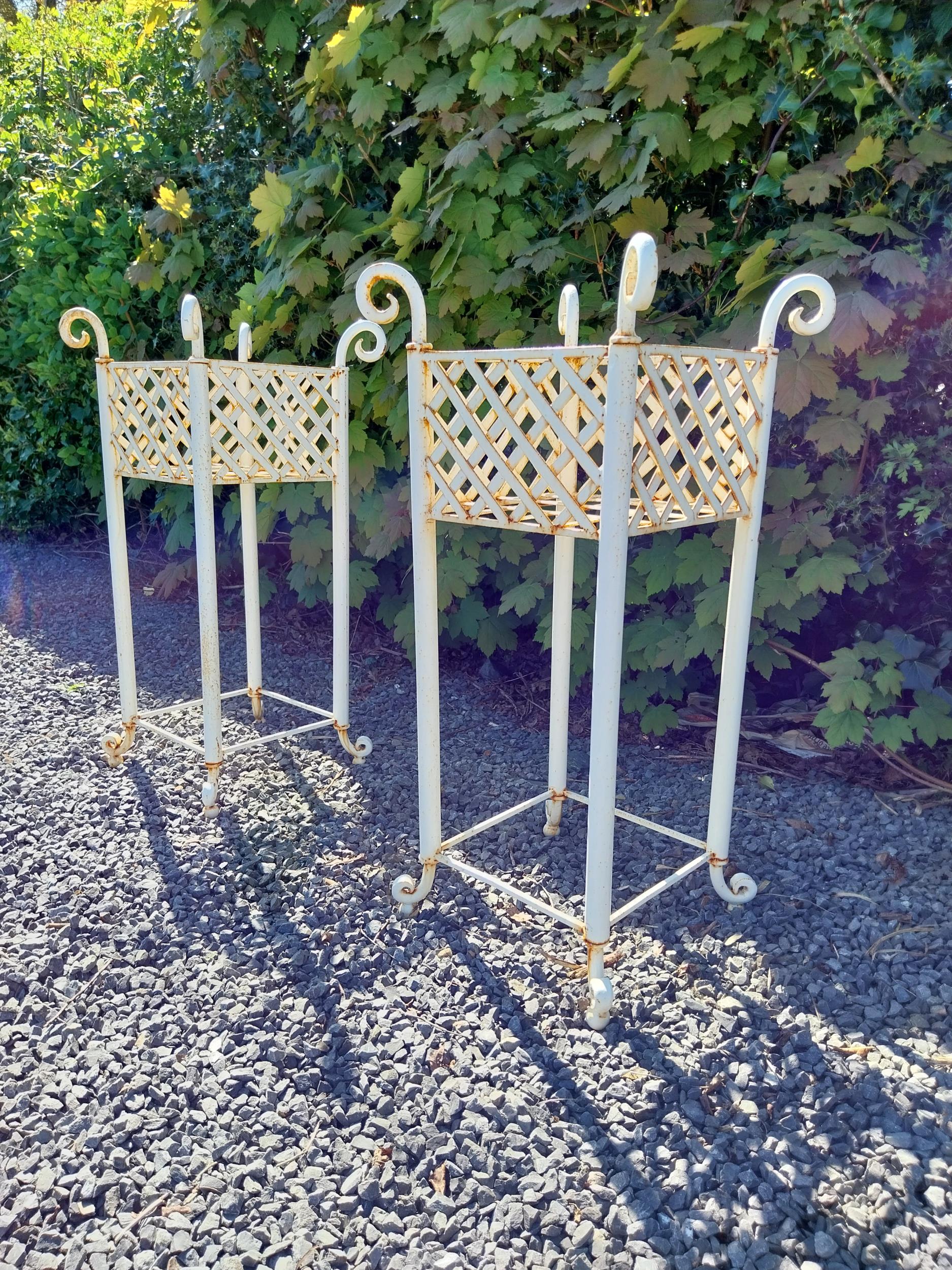 Pair of wrought iron square planters {75 cm H x 37 cm W x 37 cm D}. - Image 3 of 5