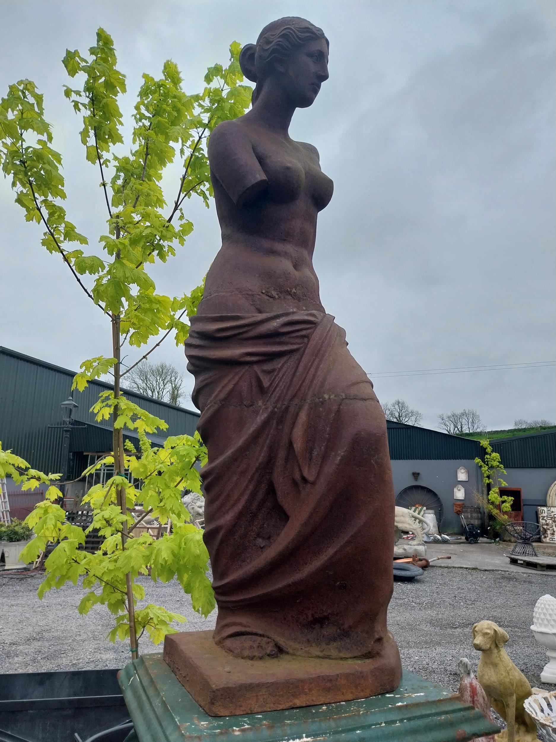 Good quality cast iron statue of Venus de Milo {150 cm H x 48 cm W x 48 cm D}. - Image 4 of 17