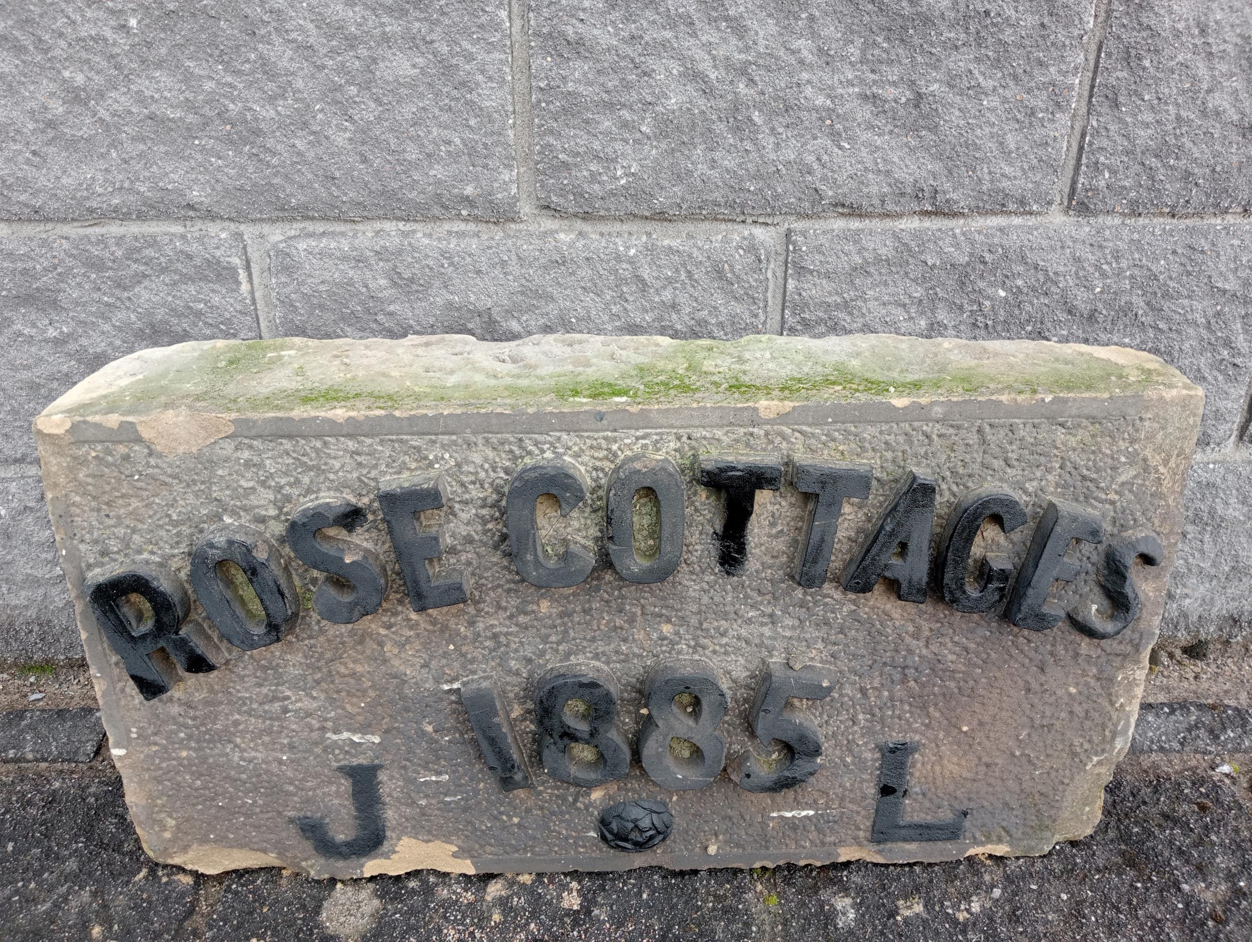 Sandstone name plaque - Rose cottages 1885 {H 40cm x W 80cm x D 18cm }. (NOT AVAILABLE TO VIEW IN - Bild 2 aus 3