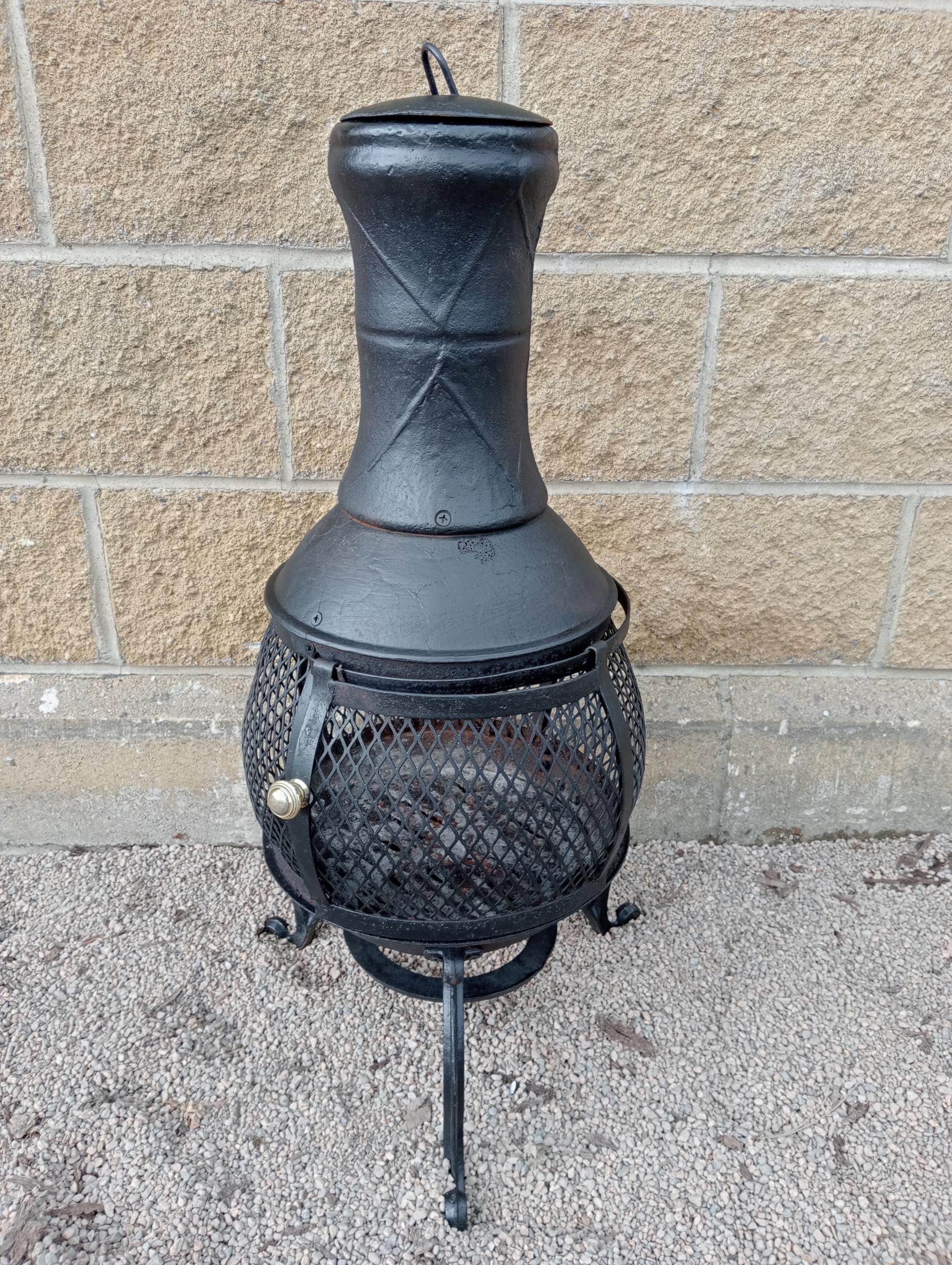 Cast iron Chiminea {H 90cm x Dia 40cm }. (NOT AVAILABLE TO VIEW IN PERSON)