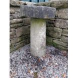 19th C. sandstone staddle stone {77 cm H x 50 cm Dia.}.