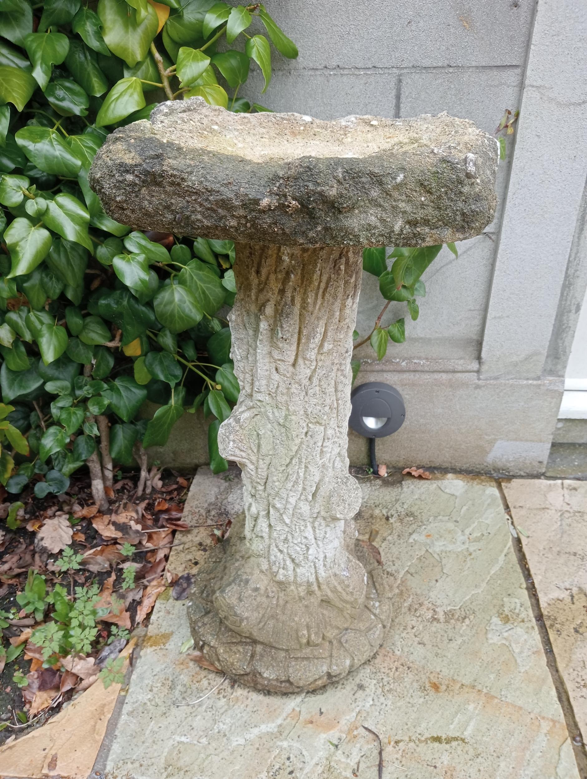 Composition stone tree trunk circular bird bath {H 57cm x Dia 35cm }. (NOT AVAILABLE TO VIEW IN - Image 3 of 3