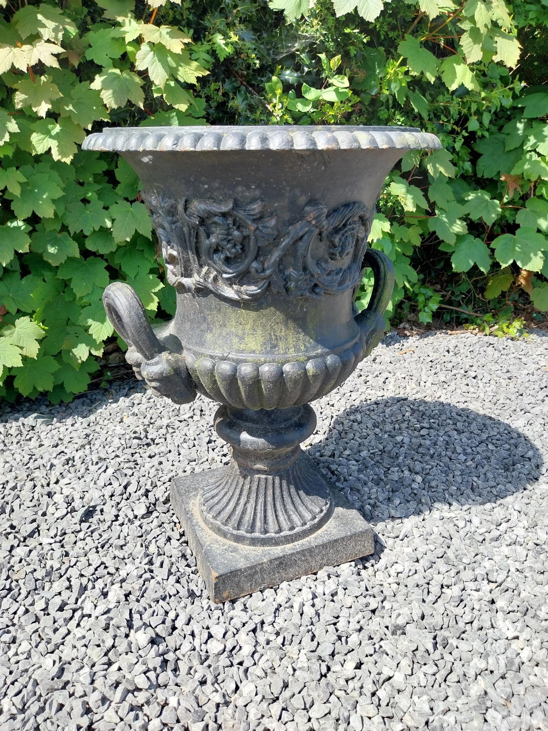 Good quality French decorative cast iron urn {60 cm H x 47 cm Dia.}. - Image 2 of 7