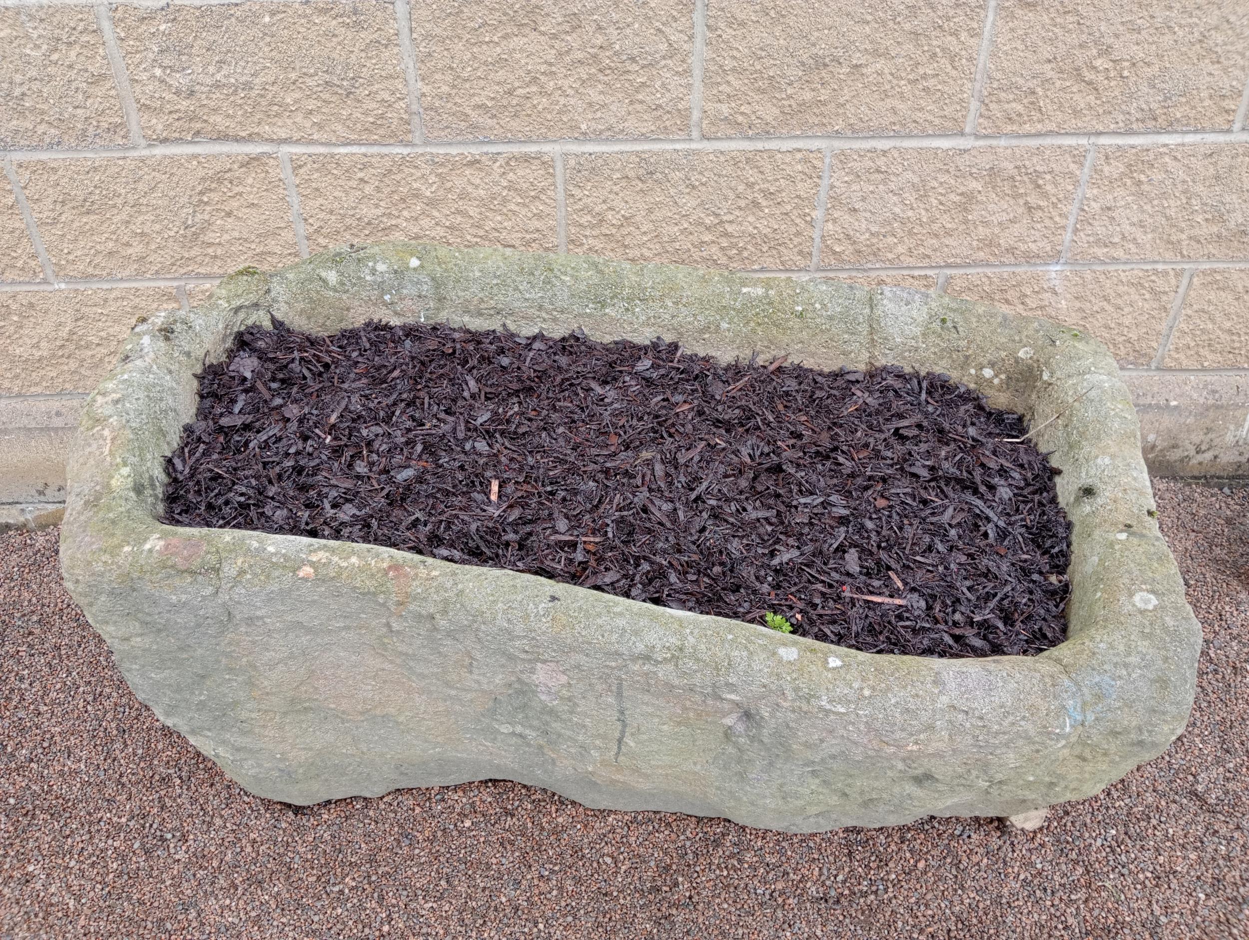 Large stone trough {H 44cm x W 136cm x D 72cm }. (NOT AVAILABLE TO VIEW IN PERSON) - Image 2 of 3