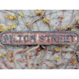 Cast iron Street sign Milton Street {H 18cm x W 104cm }. (NOT AVAILABLE TO VIEW IN PERSON)