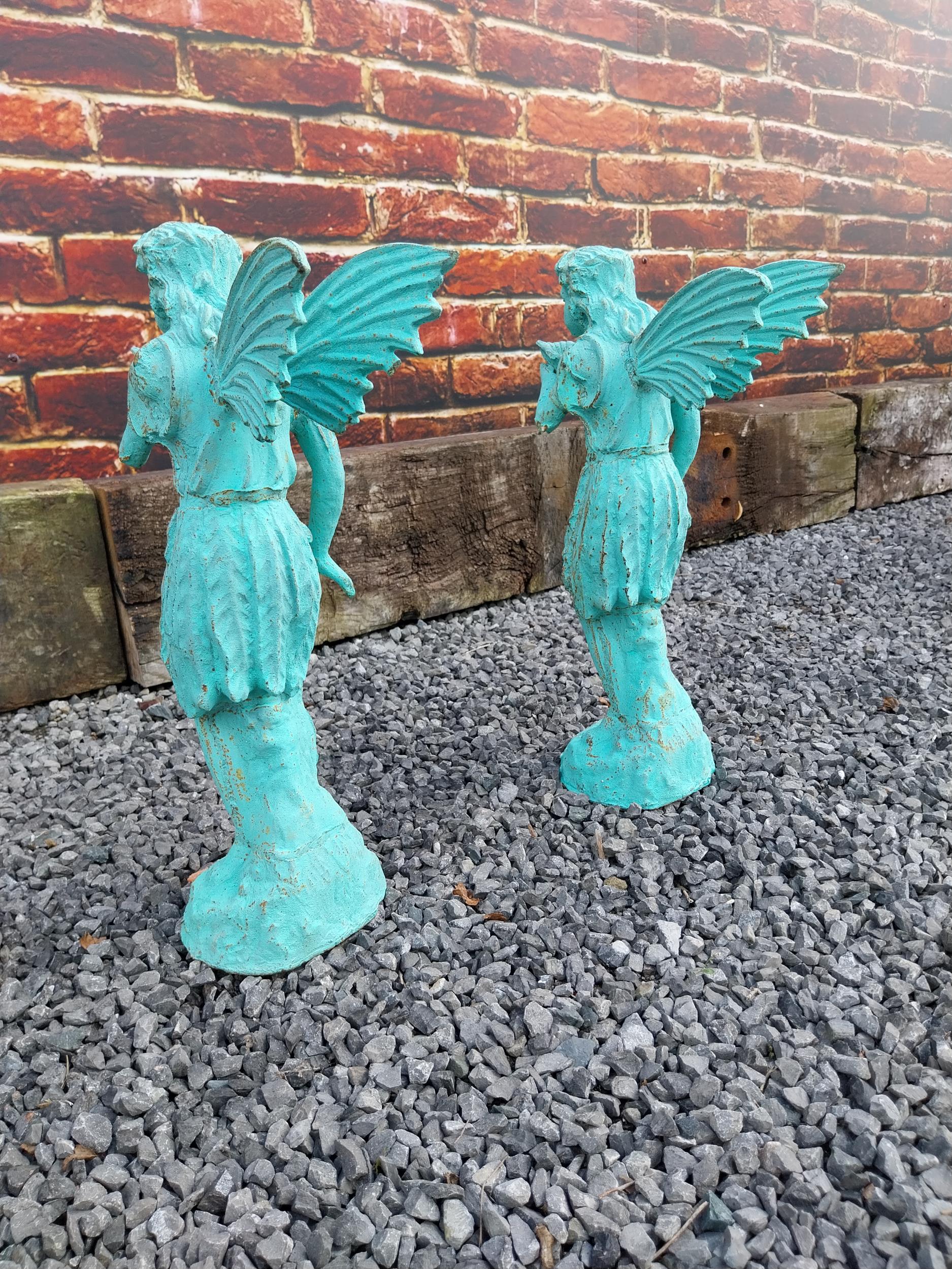 Pair of cast iron figures of Fairies {47 cm x 18 cm W x 31 cm D}. - Bild 5 aus 5