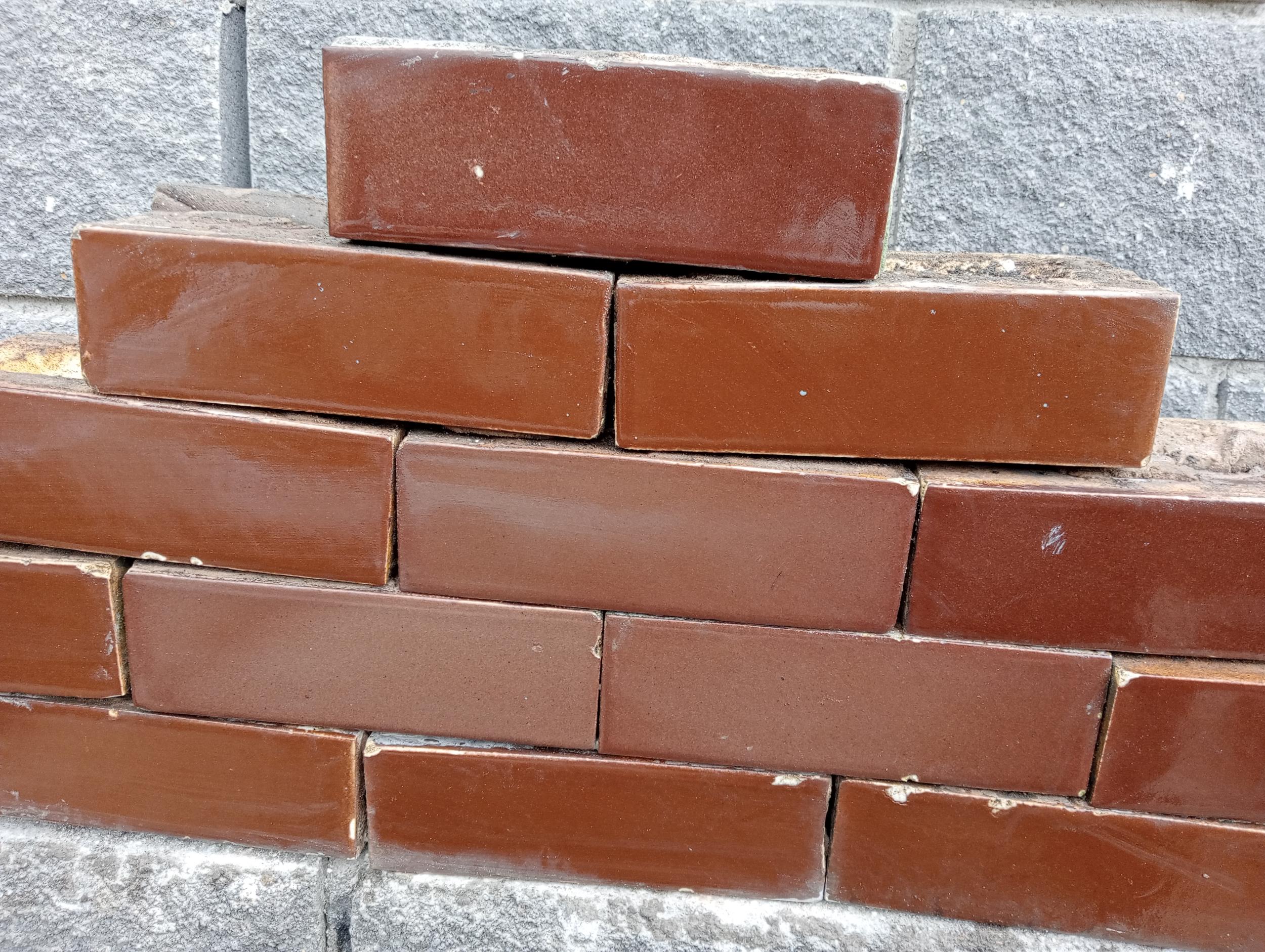 Collection of one hundred and ten red glazed bricks {H 8cm x W 23cm x D 11cm }. - Image 2 of 3