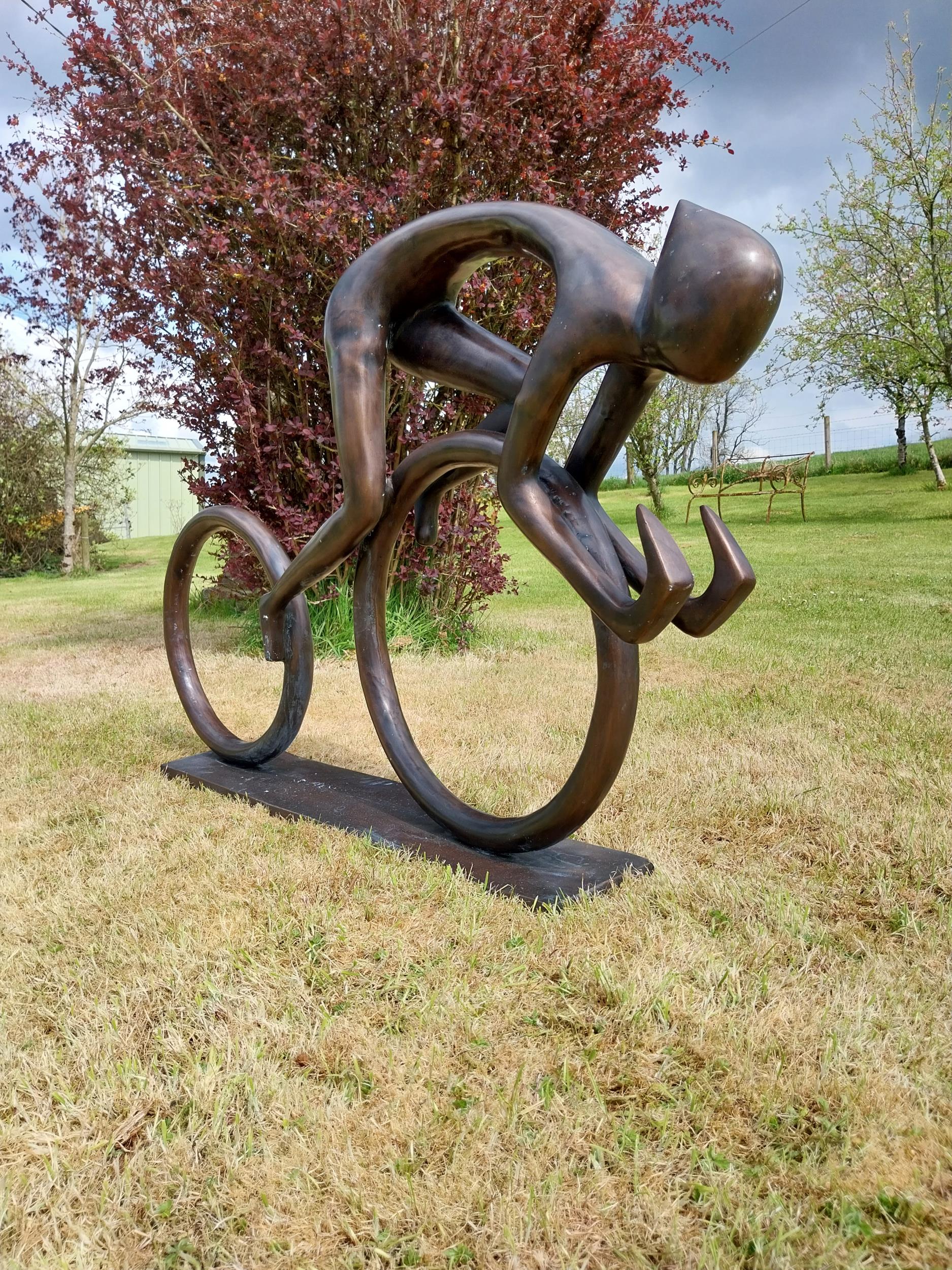 Exceptional quality contemporary bronze sculpture 'The Racing Cyclist' {80 cm H x 133 cm W x 20 cm - Image 6 of 6