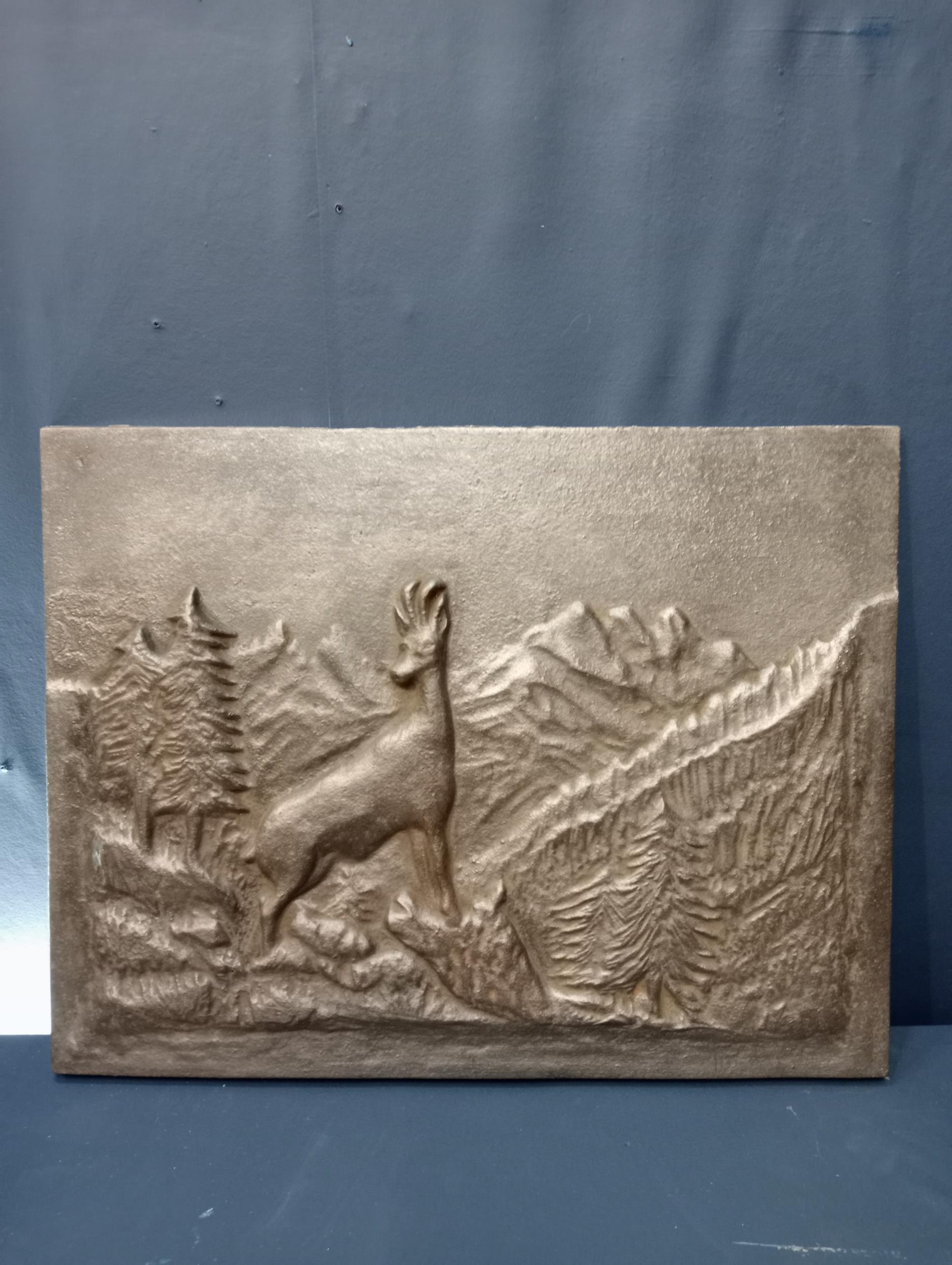Cast iron wall plaque depicting a Stag {H 46cm x W 30cm x D1cm F137}. (NOT AVAILABLE TO VIEW IN