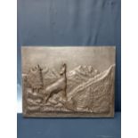 Cast iron wall plaque depicting a Stag {H 46cm x W 30cm x D1cm F137}. (NOT AVAILABLE TO VIEW IN