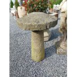 19th C. Sandstone saddle stone {76cm H x 53cm Dia.}