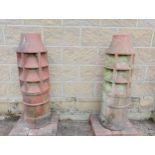 Pair of fluted terracotta chimney pots {H 110cm x D 30cm x W 33cm }. (NOT AVAILABLE TO VIEW IN