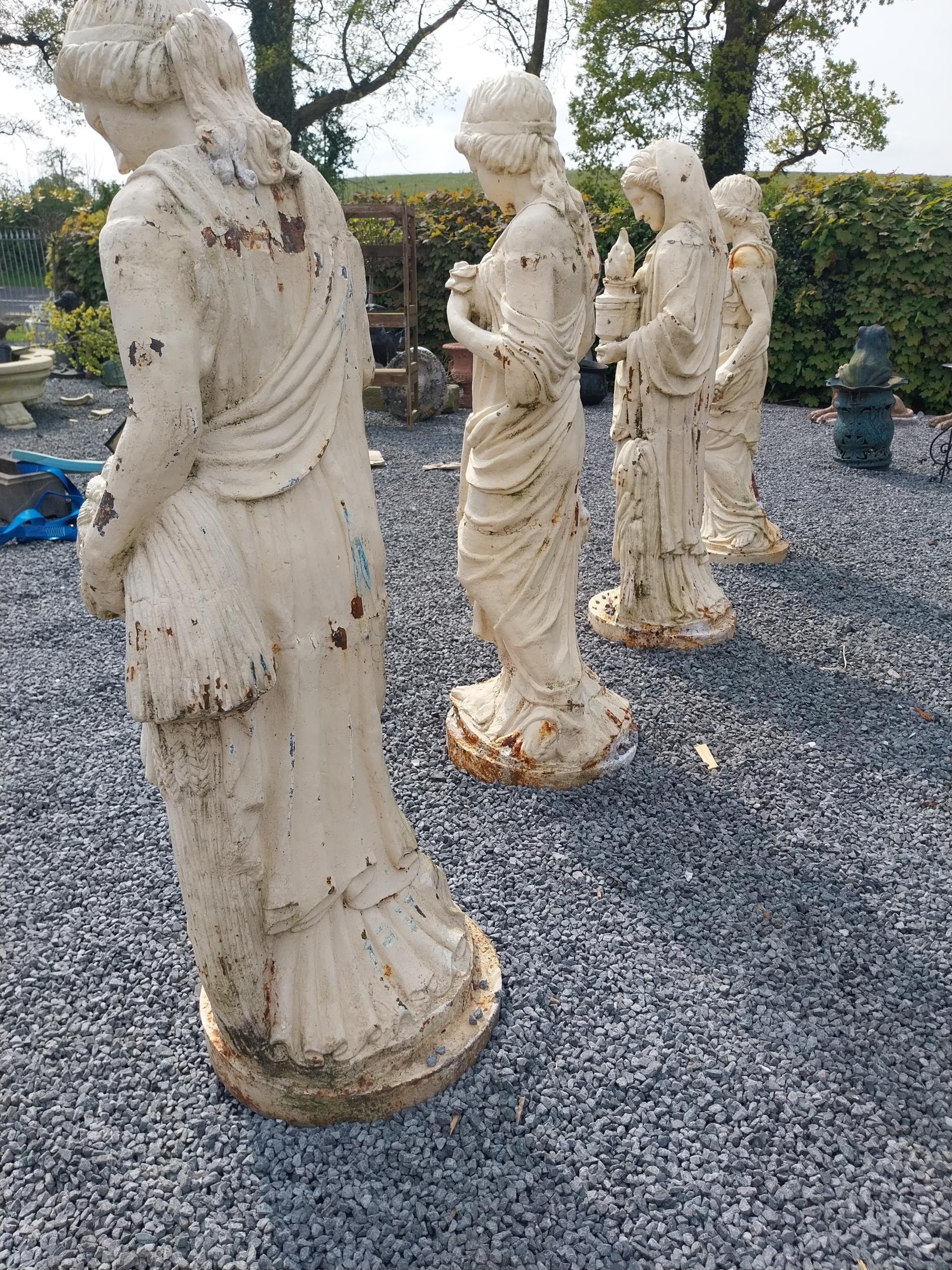 Set of four good quality cast iron Four Seasons statues {Approx. 152 cm H x 70 cm W x 50 cm D}. - Image 8 of 10