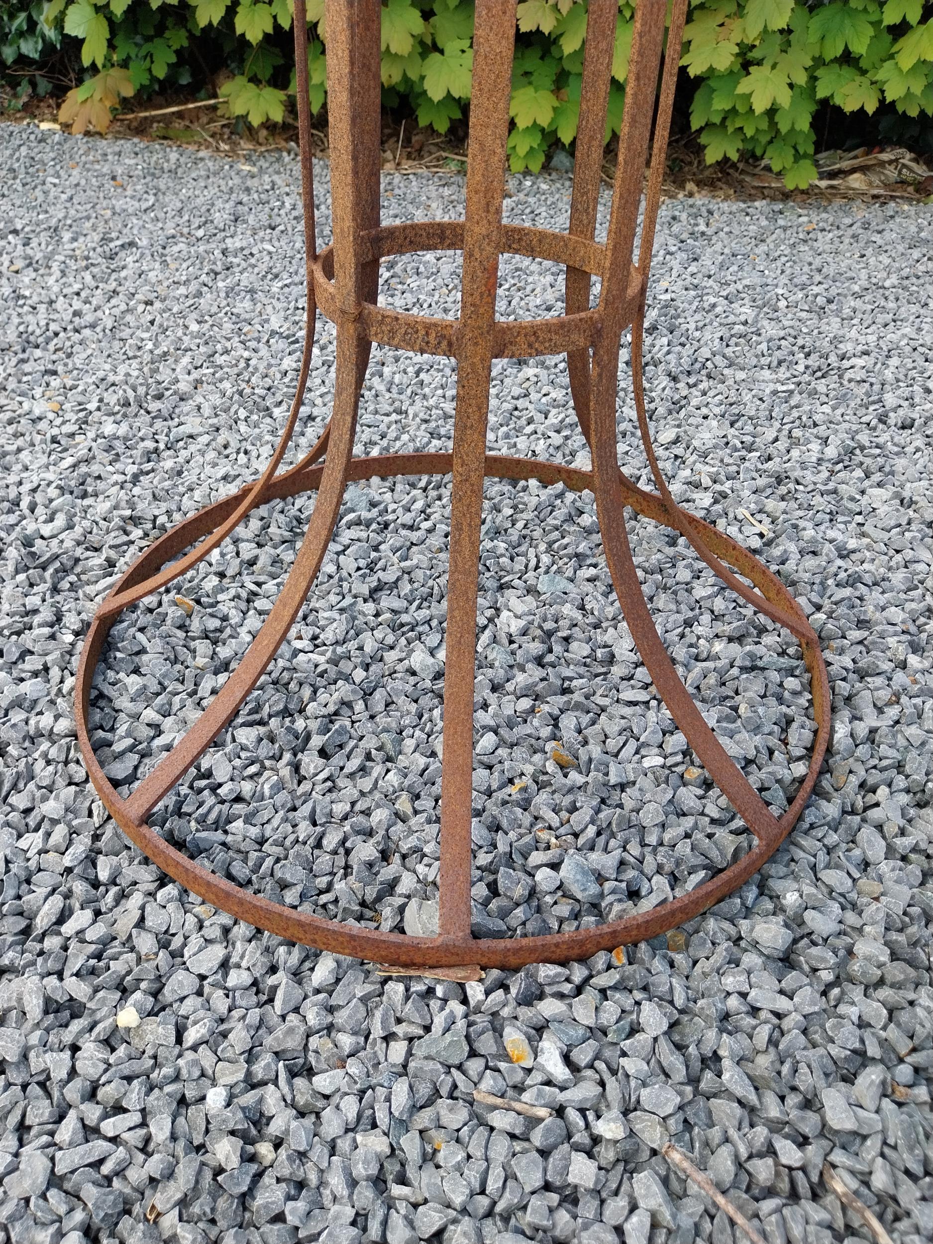 Wrought iron fire pit on stand {129 cm H x 93 cm Dia}. - Image 5 of 5