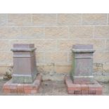 Pair of salt glazed chimney pots {H 110cm x D 30cm x W 33cm }. (NOT AVAILABLE TO VIEW IN PERSON)