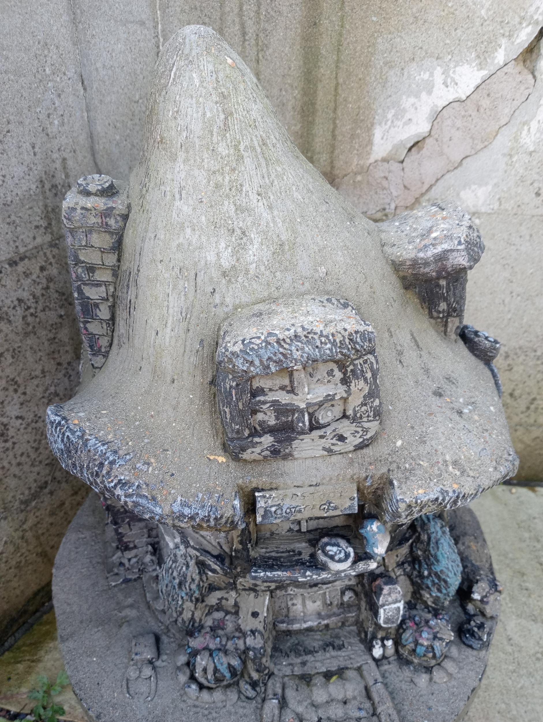 Composition stone fairies house toadstool cottage {H 60cm x Dia 40cm }. (NOT AVAILABLE TO VIEW IN - Image 2 of 4