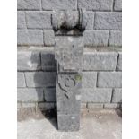 Stone gate post {H 125cm x W 23cm x D 19cm }. (NOT AVAILABLE TO VIEW IN PERSON)