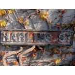 Cast iron Street sign Harling St {H 18cm x W 79cm }. (NOT AVAILABLE TO VIEW IN PERSON)