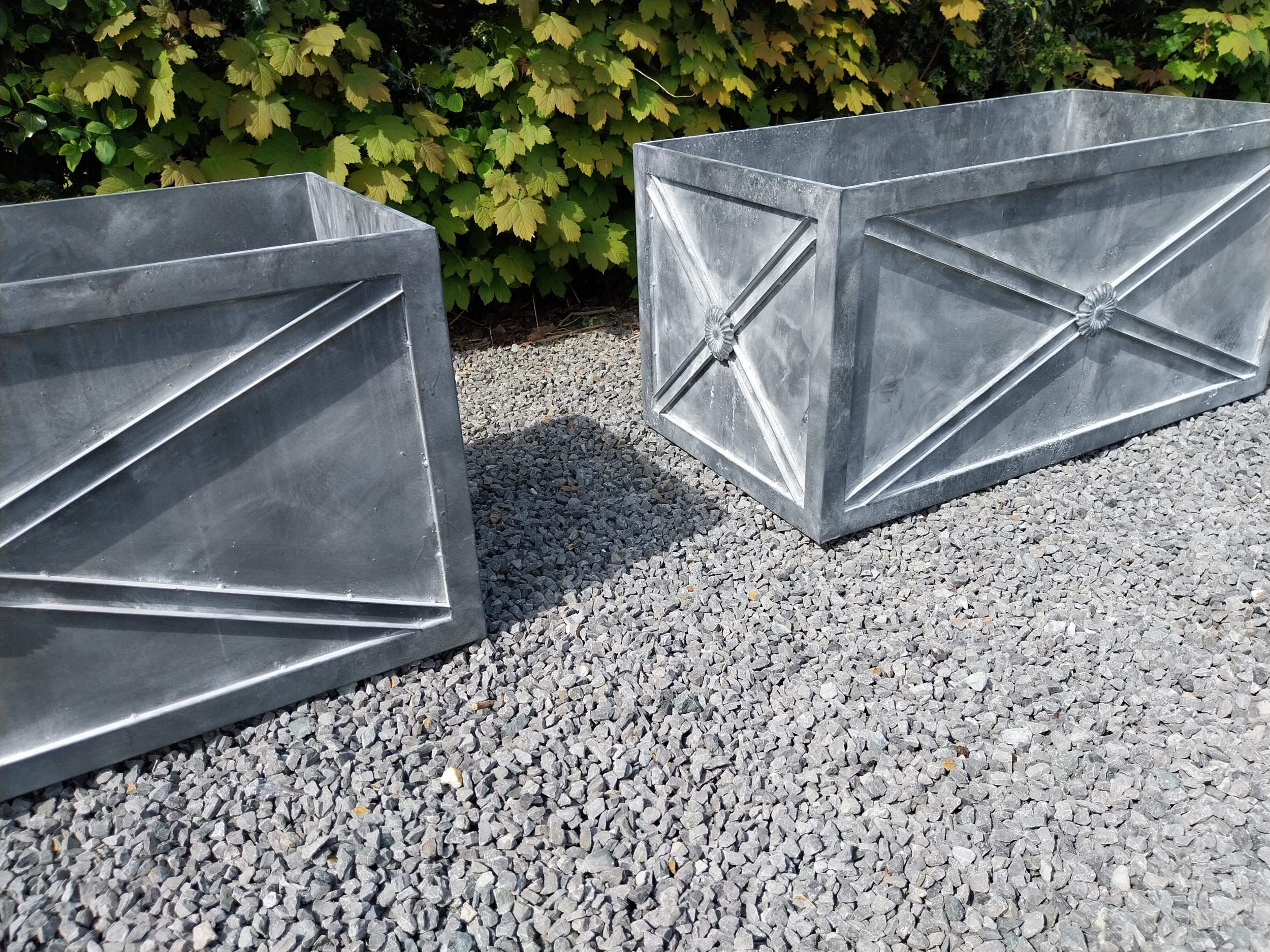 Pair of good quality metal rectangular planters with lead effect in the Georgian style {49 cm H x - Image 2 of 6