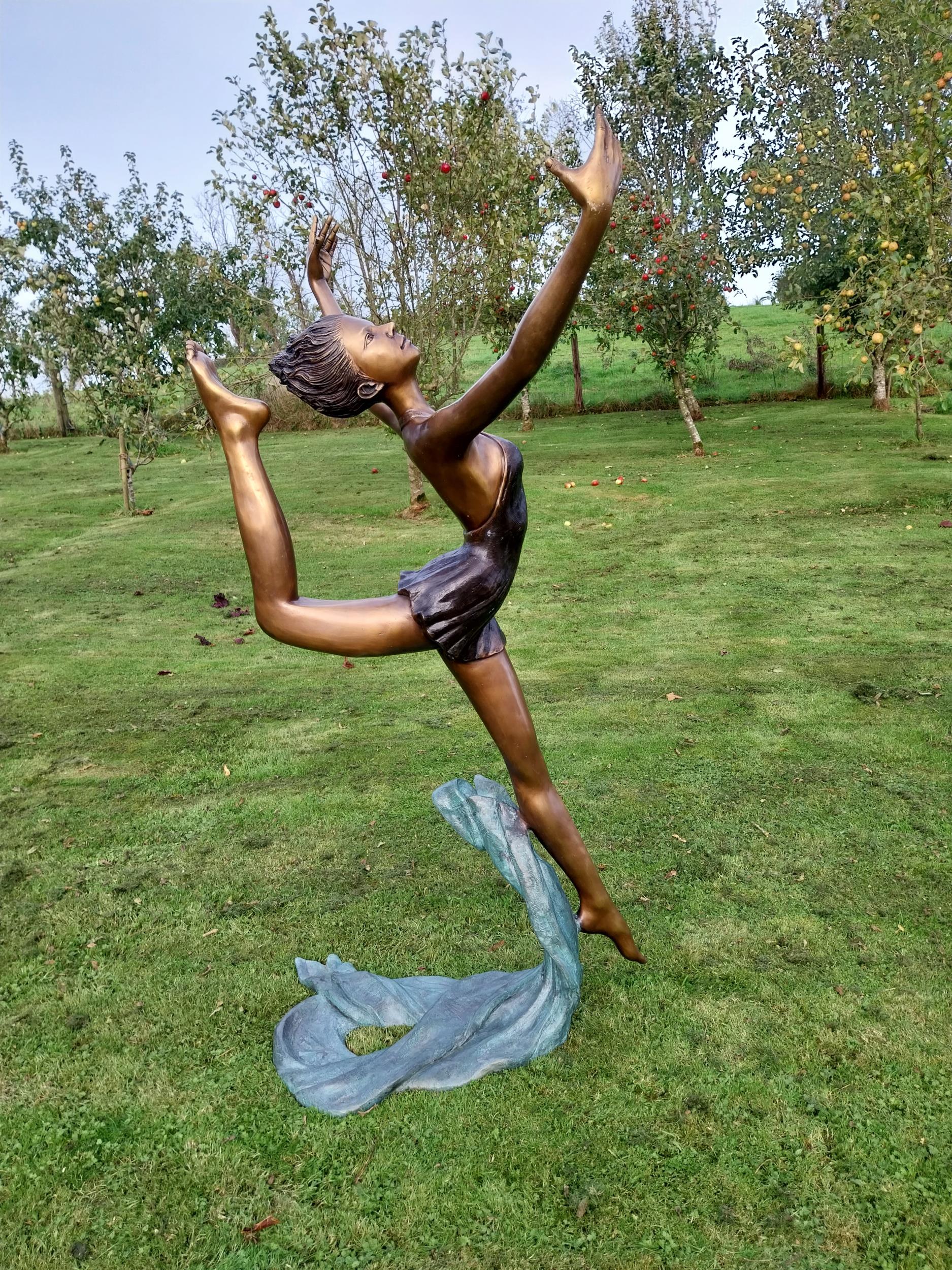 Exceptional quality bronze sculpture of a ballerina in motion {178cm H x 102cm W x 90cm D} - Image 4 of 9