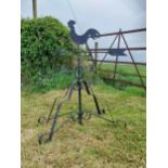 Wrought iron weather vain Rooster {117 cm H x 116 cm W x 99 cm D}.