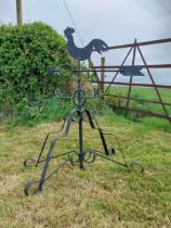 Wrought iron weather vain Rooster {117 cm H x 116 cm W x 99 cm D}.