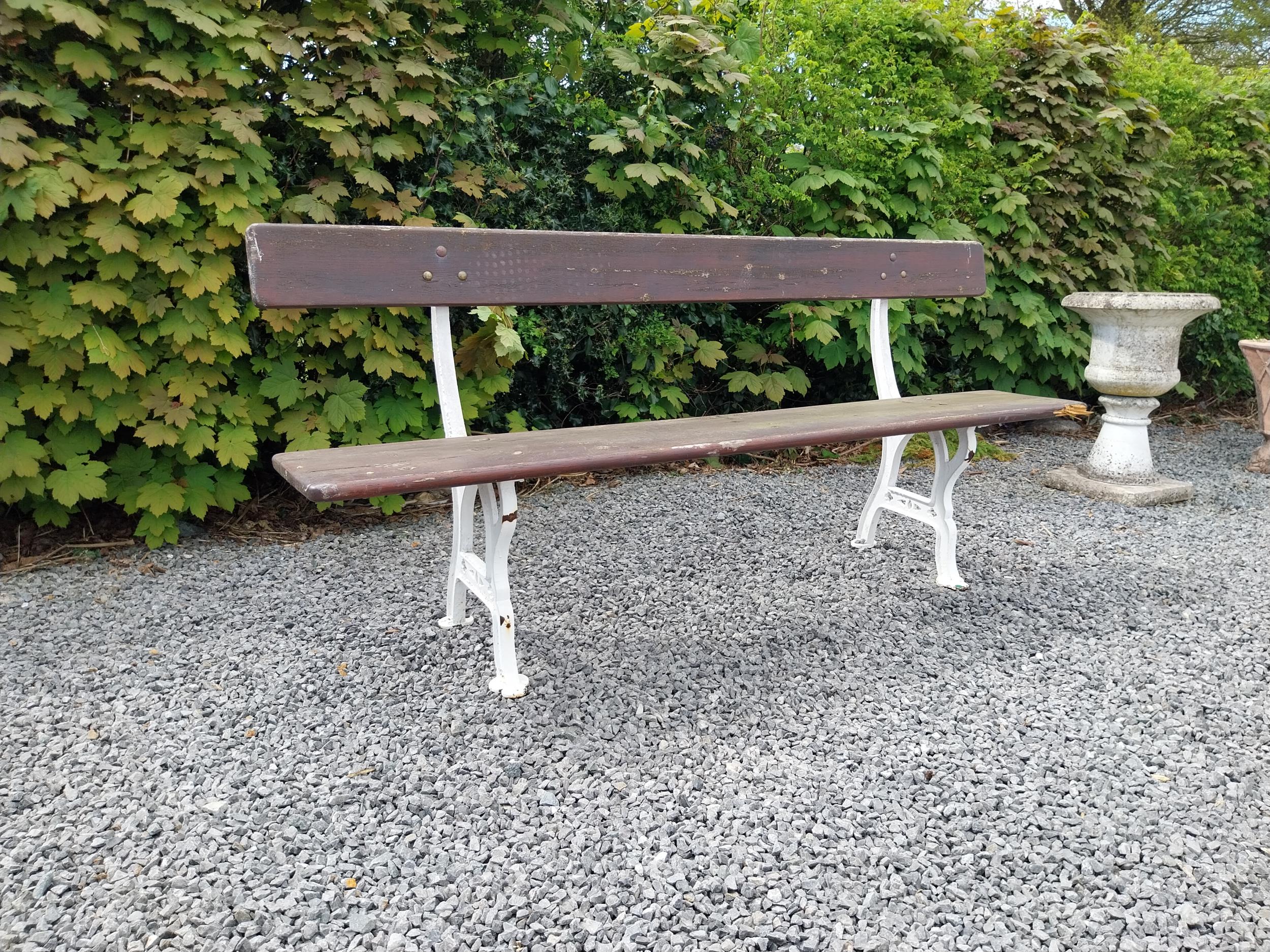 19th C. cast iron and wooden railway - garden bench J P Curry Belfast - Image 3 of 6