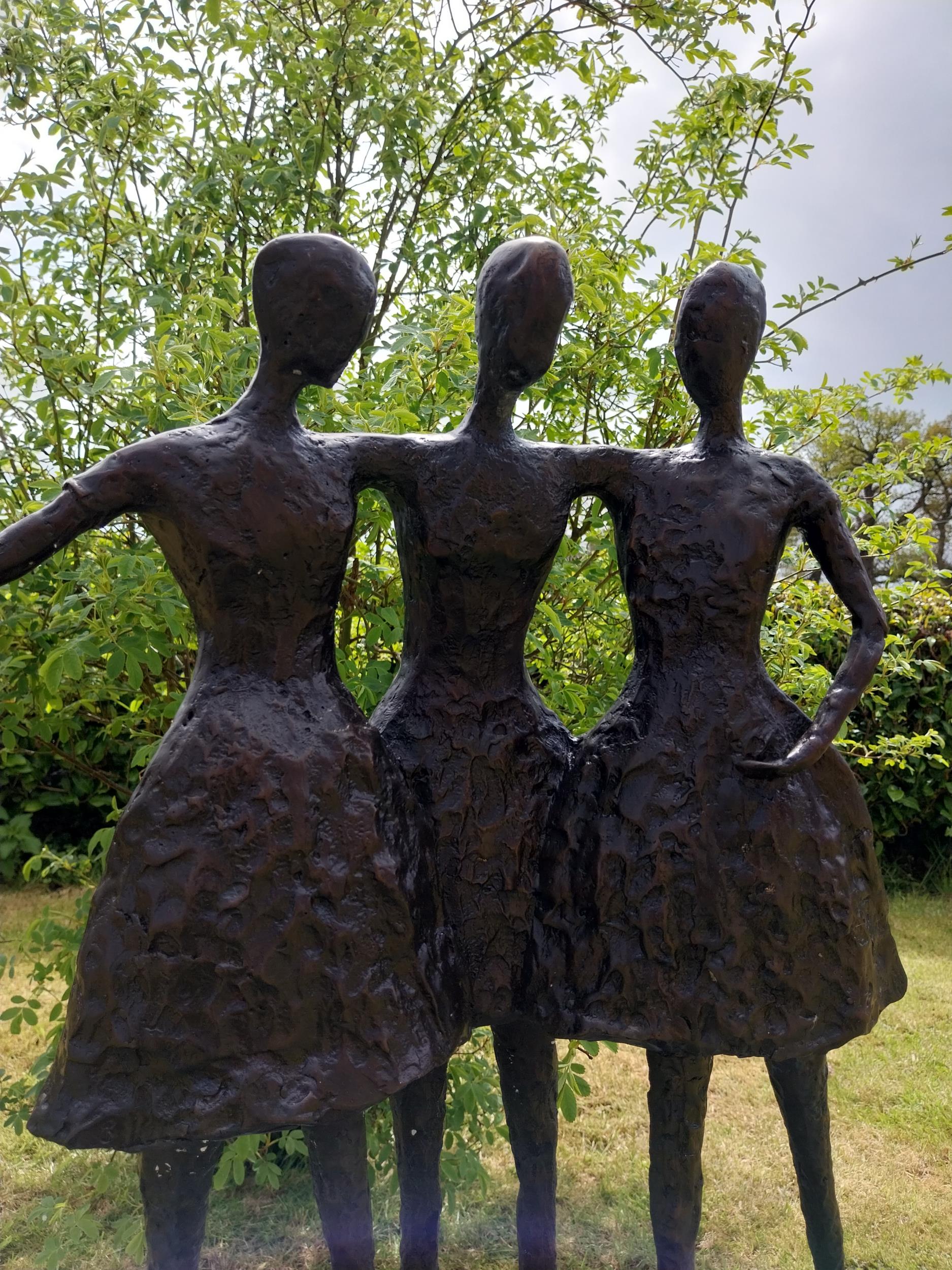 Exceptional quality contemporary bronze sculpture of three embracing Ladies {70 cm H x 62 cm W x - Image 3 of 9