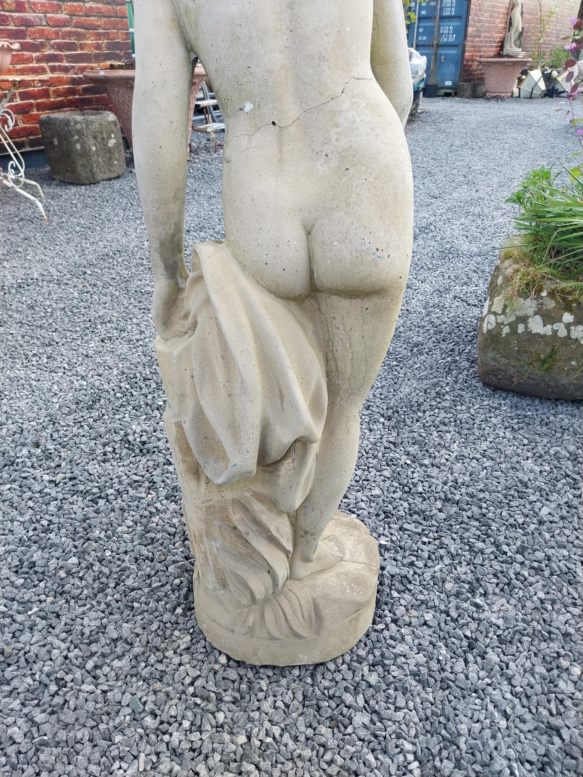 Good quality moulded stone statue of a Grecian Lady raised on square pedestal {Overall 190 cm H x 47 - Image 5 of 6