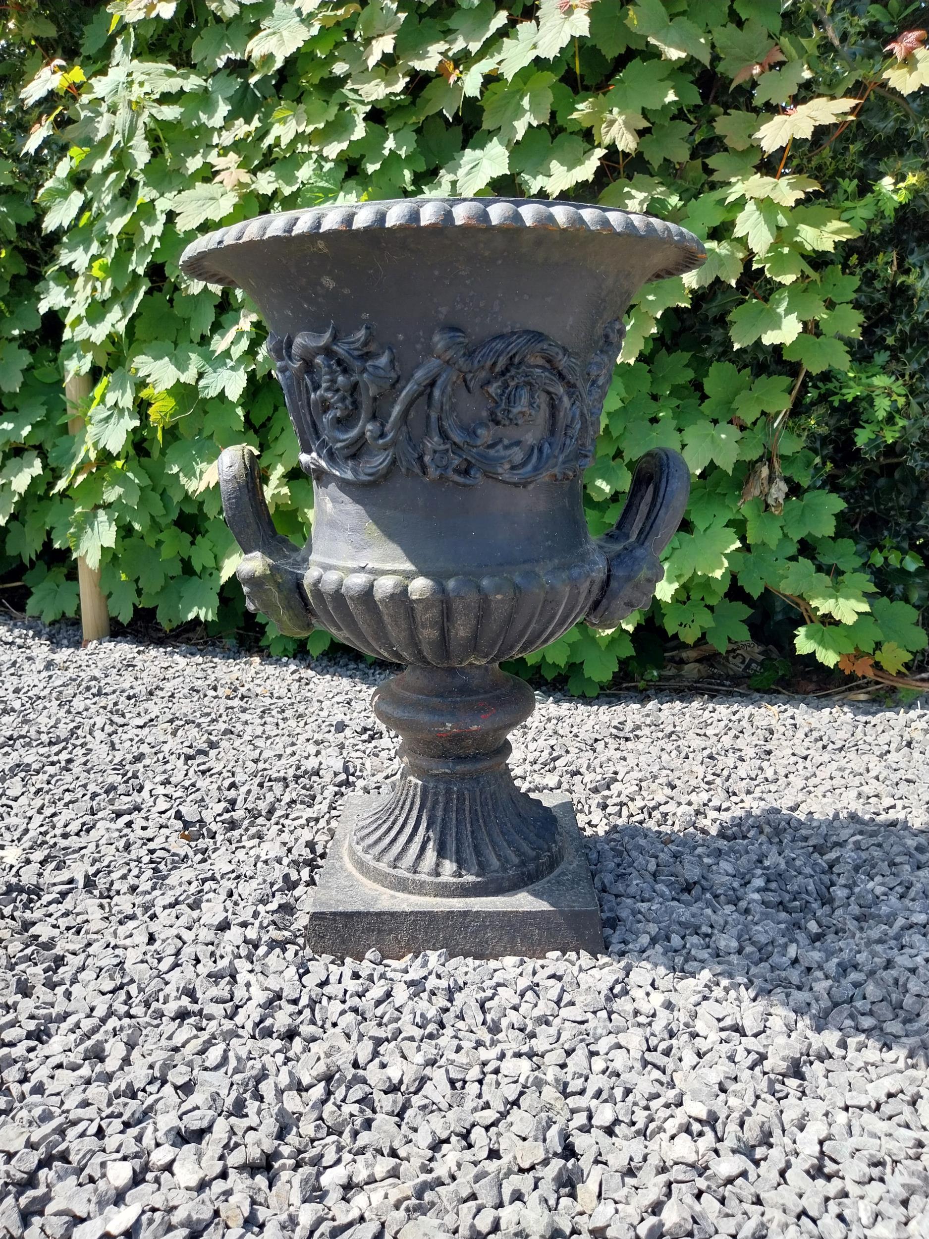 Good quality French decorative cast iron urn {60 cm H x 47 cm Dia.}. - Image 7 of 7