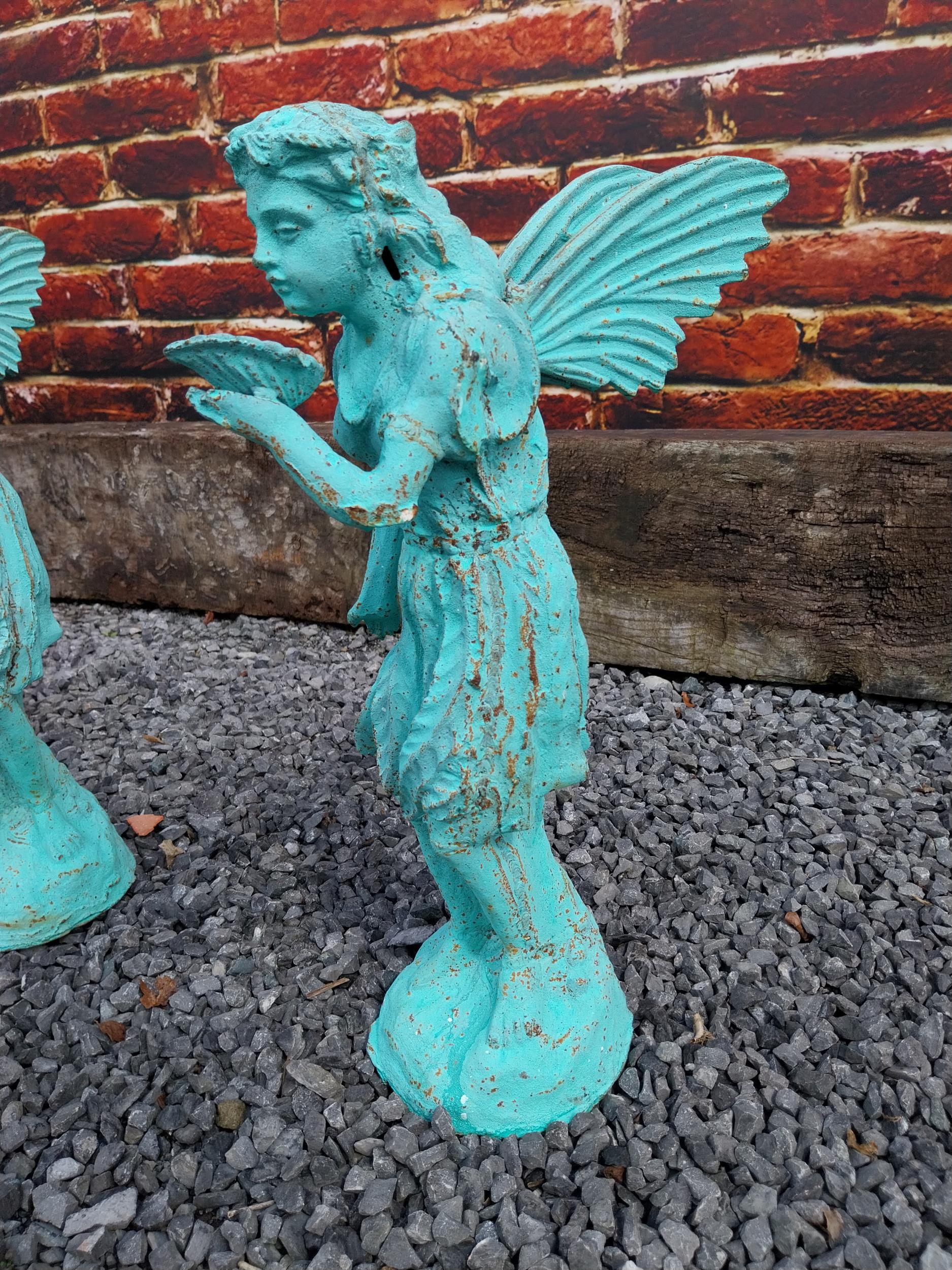 Pair of cast iron figures of Fairies {47 cm x 18 cm W x 31 cm D}. - Bild 3 aus 5