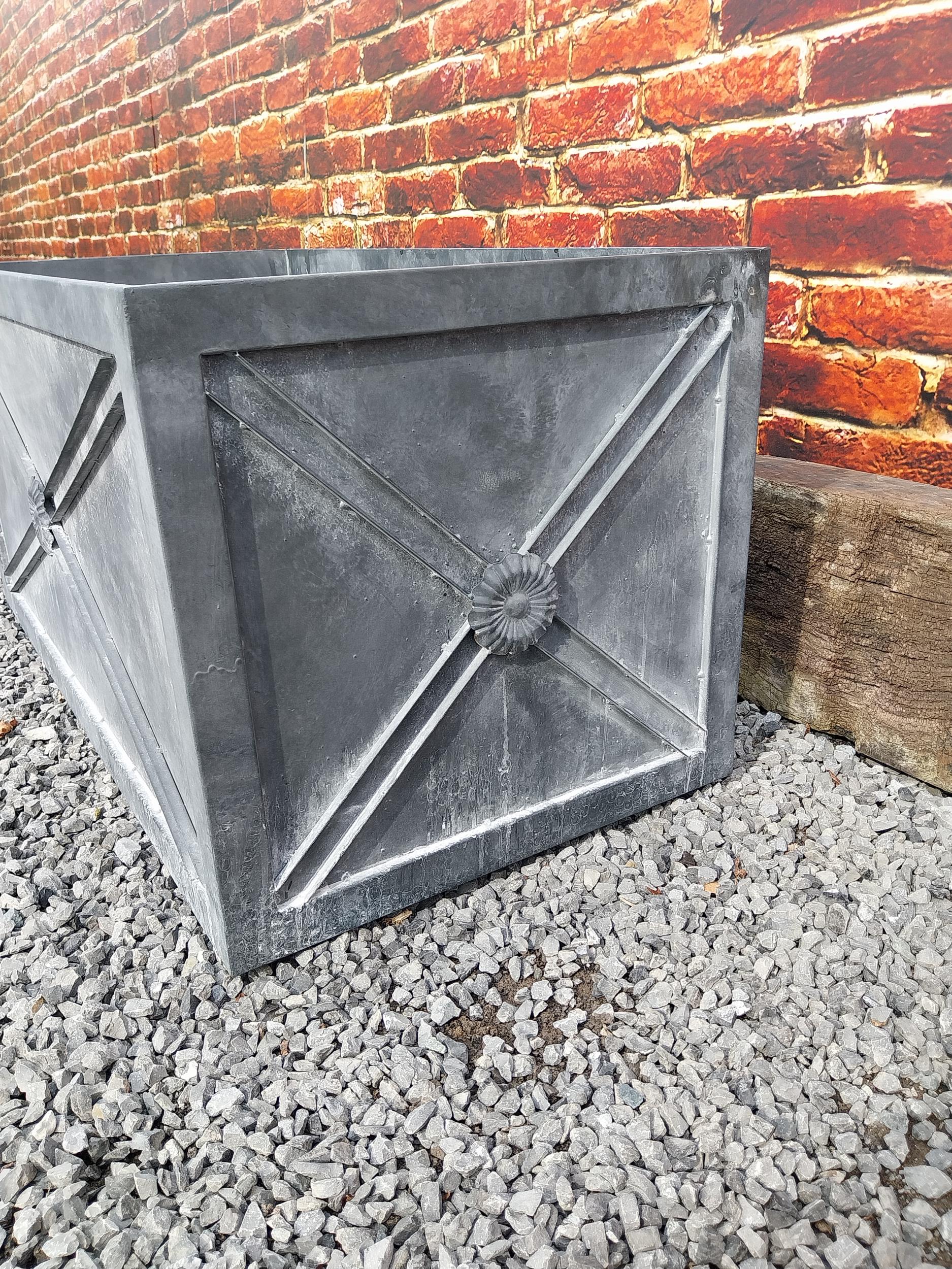 Good quality metal rectangular planter with lead effect in the Georgian style {49 cm H x 101 cm W - Image 4 of 8