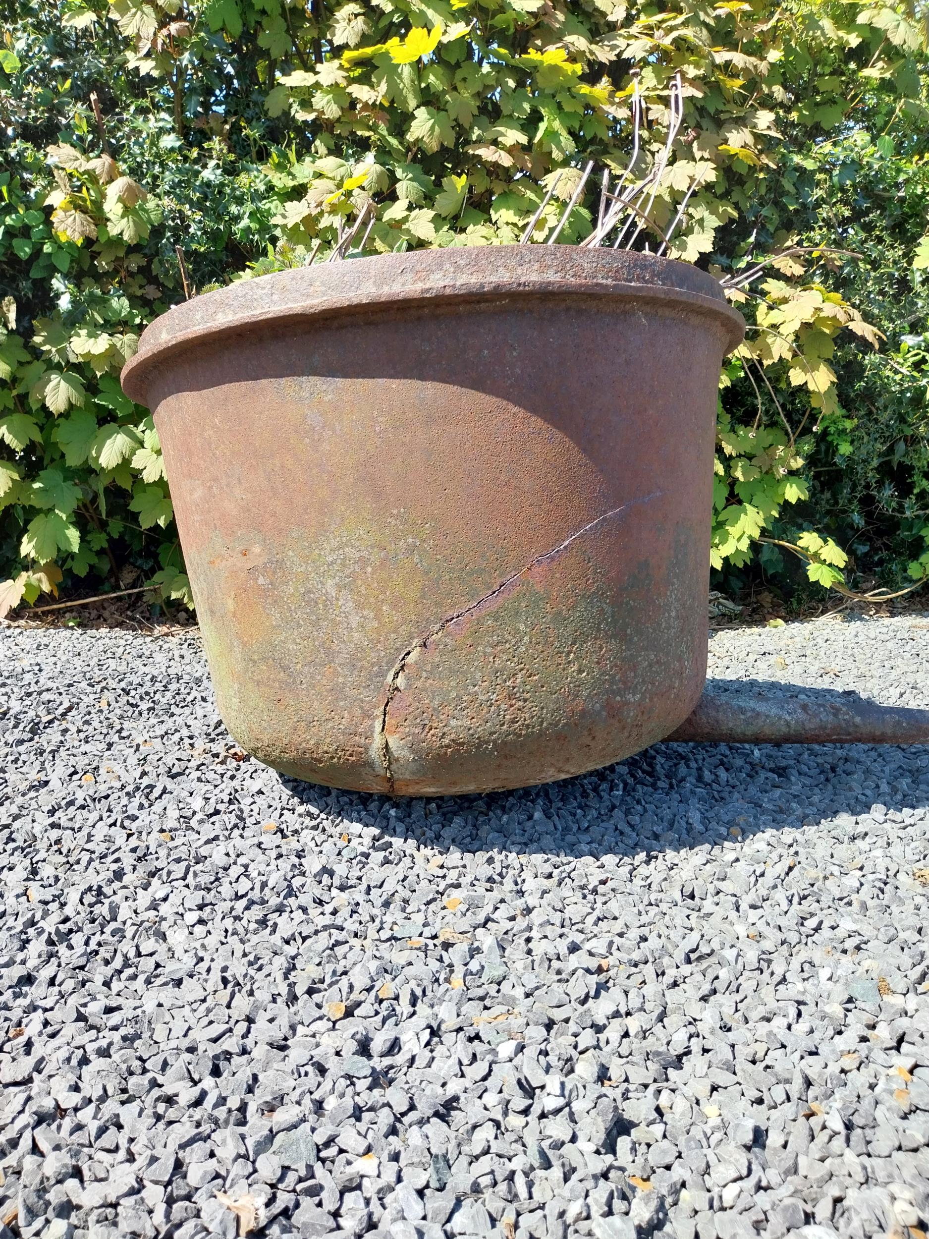 Rare 19th C. cast iron famine pot {93 cm H x 132 cm W x 104 cm D}. - Bild 6 aus 7