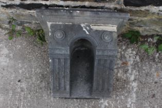 19th C. Kilkenny stone balcony corbel {H 52cm x W 52cm x D 54cm }. (NOT AVAILABLE TO VIEW IN