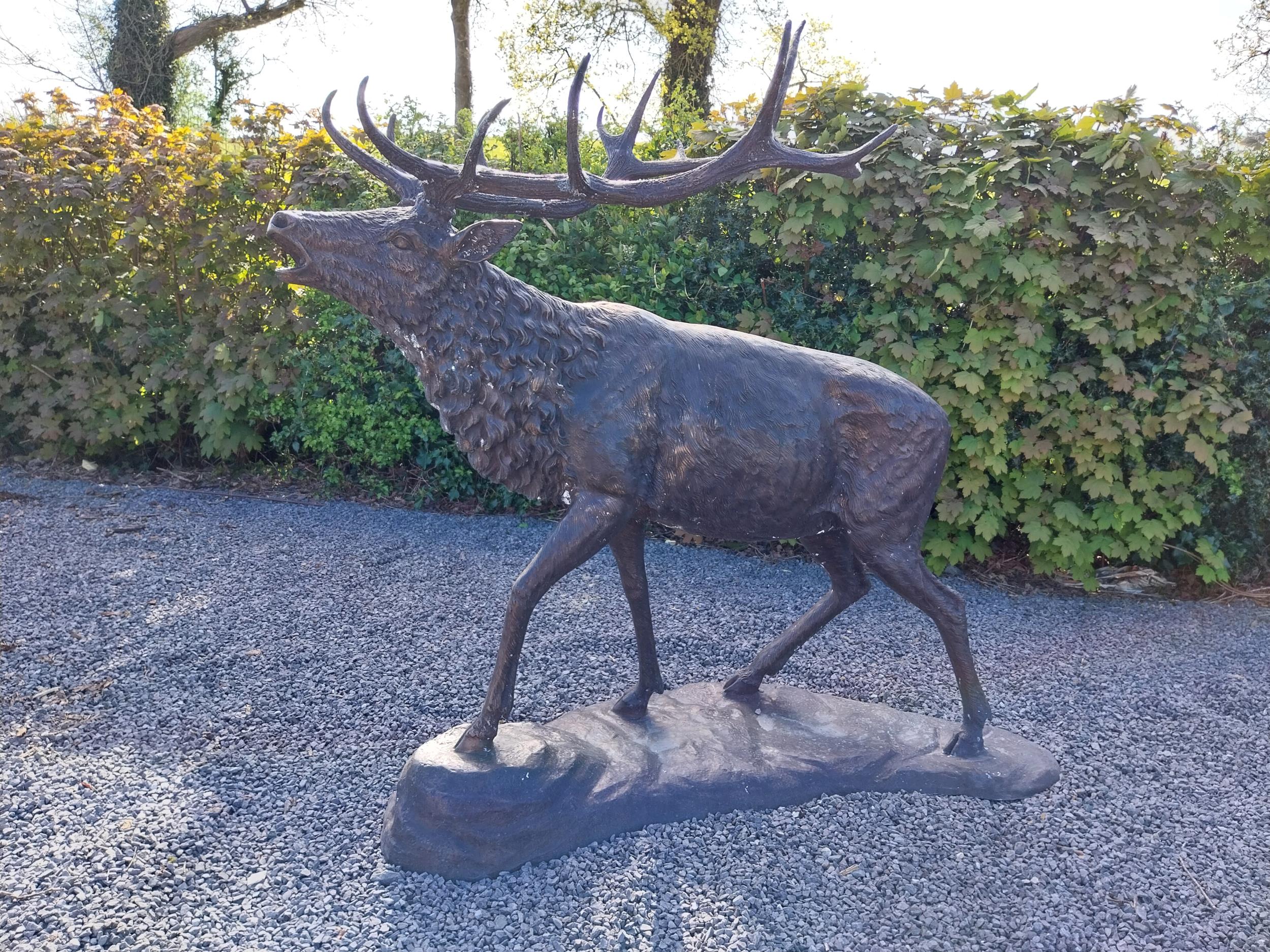 Exceptional quality bronze statue of a bellowing Stag {170 cm H x - Image 6 of 8