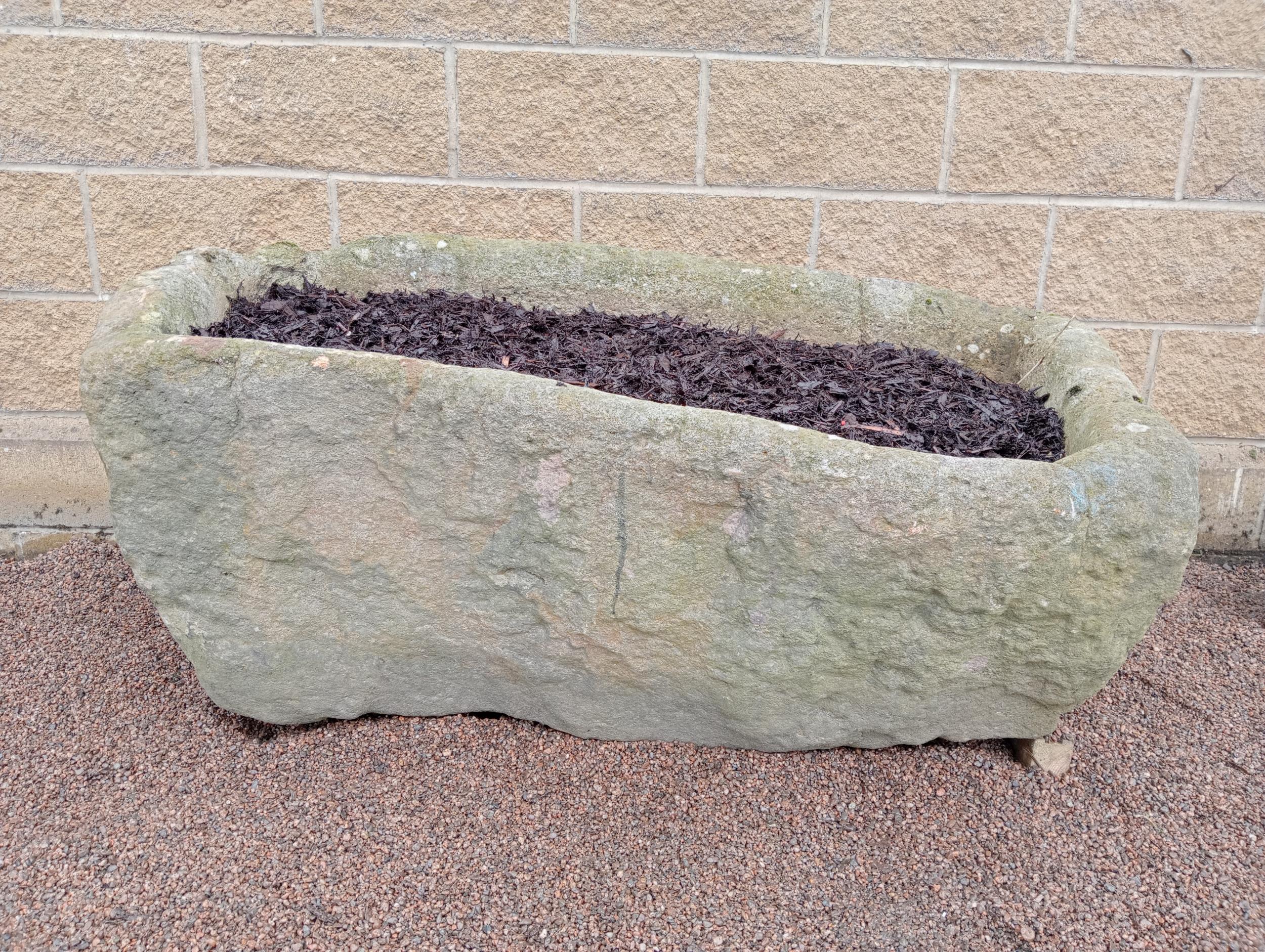 Large stone trough {H 44cm x W 136cm x D 72cm }. (NOT AVAILABLE TO VIEW IN PERSON)