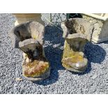 Pair of composition planters in the form of boots {36cm H x 65cm W x 35cm D}