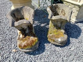 Pair of composition planters in the form of boots {36cm H x 65cm W x 35cm D}