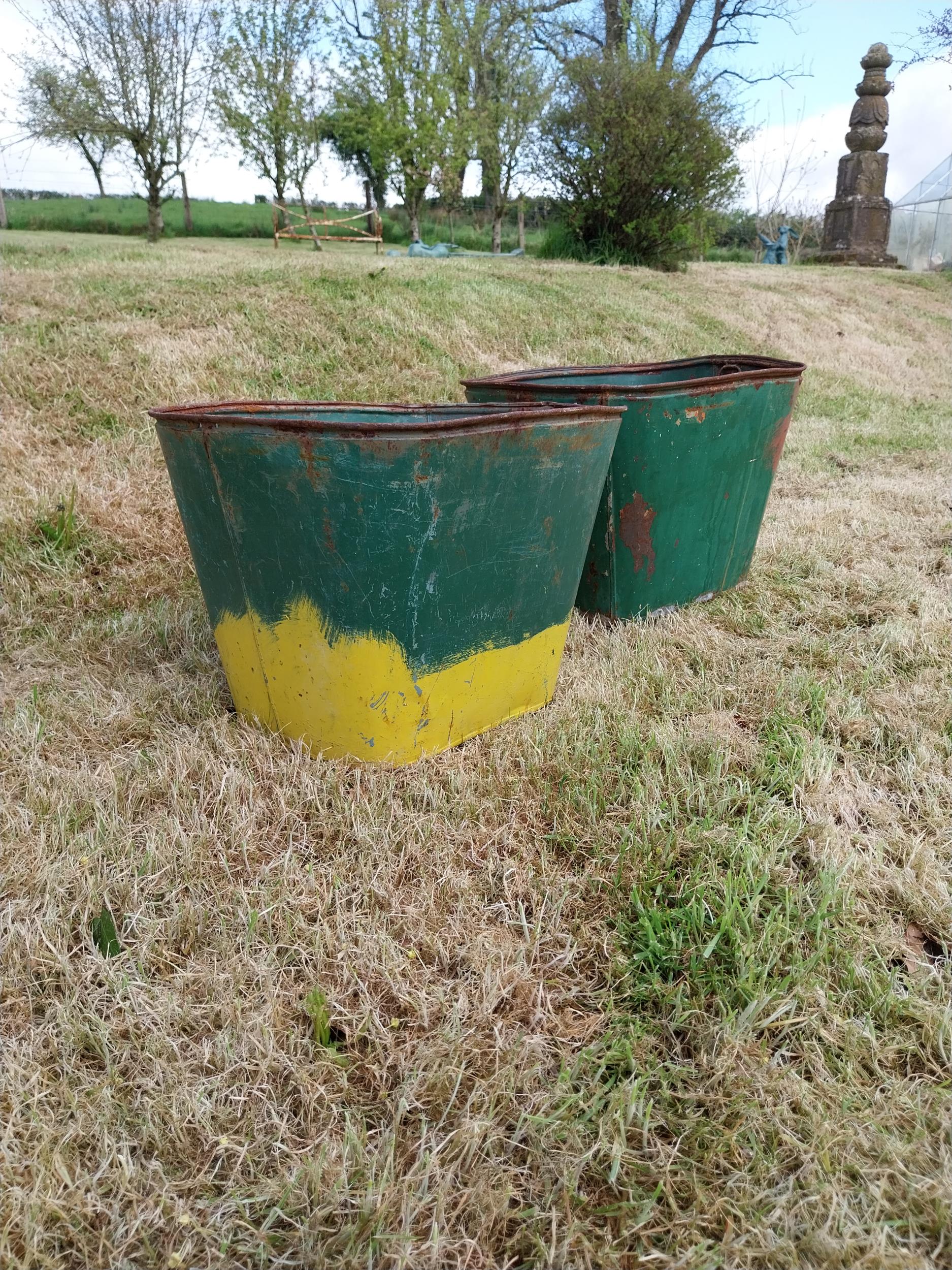 Pair of 20th C tin garden planters {31 cm H x 34 cm W x 39 cm D}. - Image 3 of 4