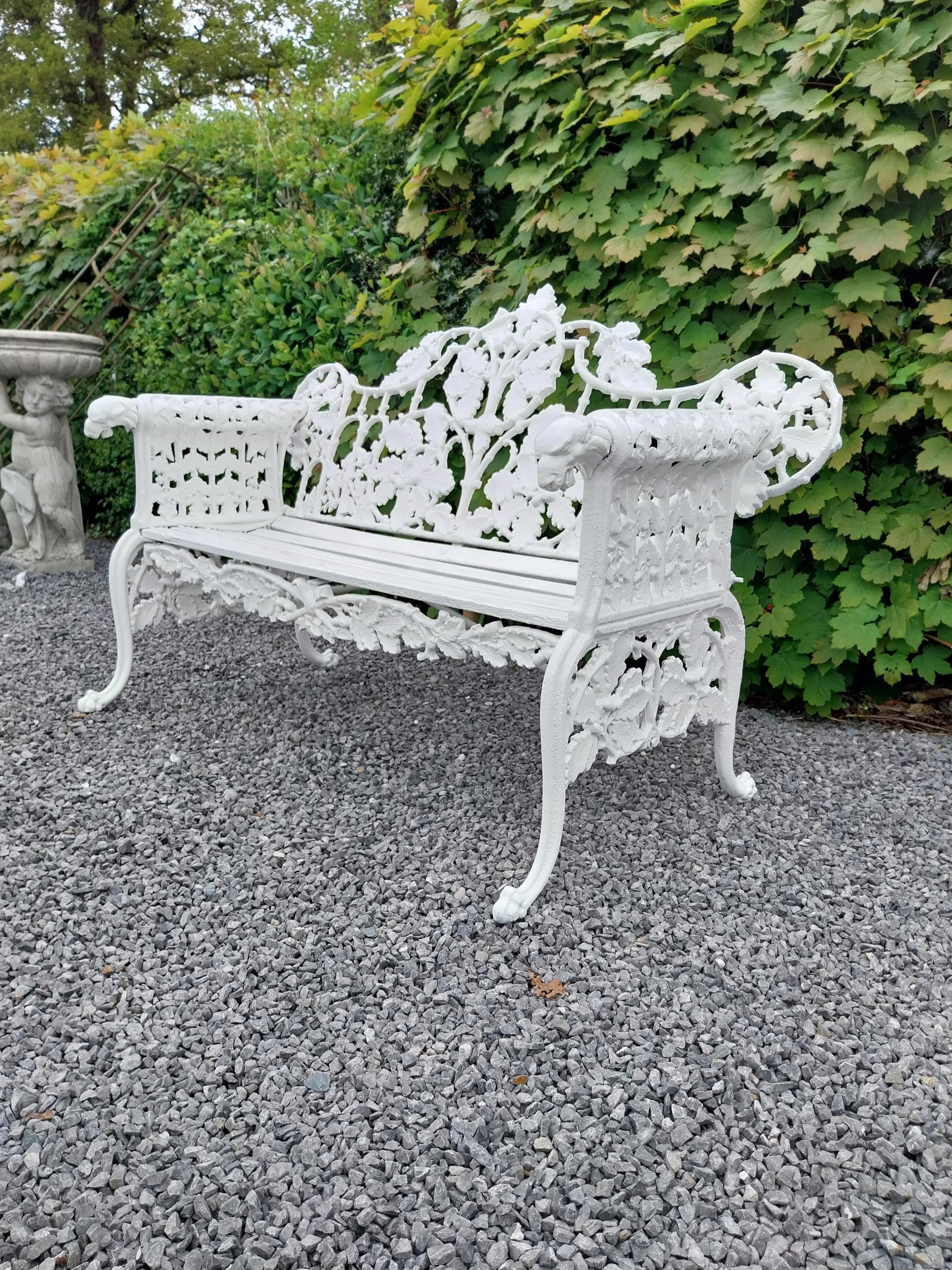 Good quality cast iron garden bench decorated with oak leaf and dogs heads in the Coalbrookdale - Image 2 of 8