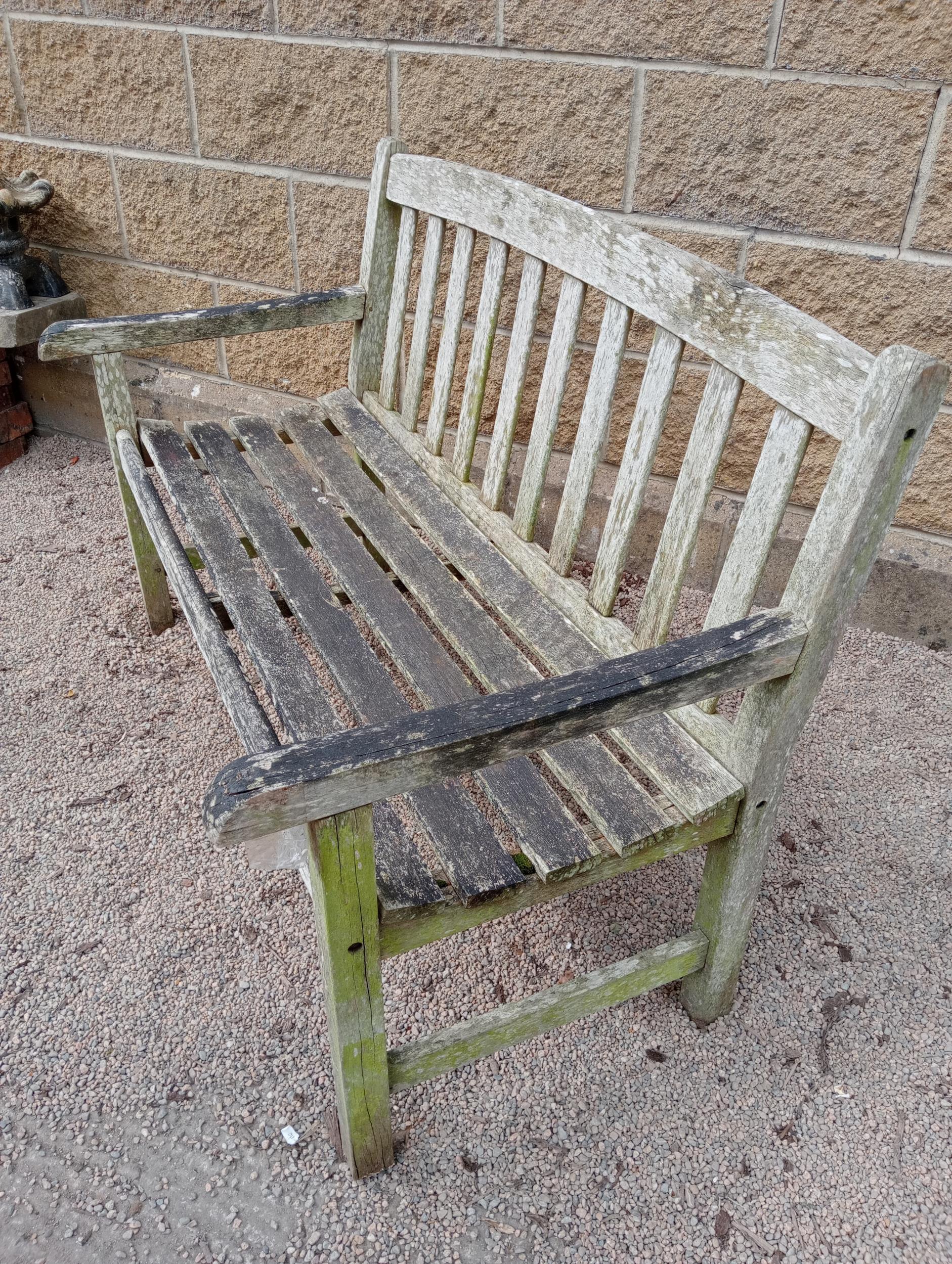 Wooden garden bench {H 84cm x W 120cm x D 46cm }. (NOT AVAILABLE TO VIEW IN PERSON) - Image 2 of 3