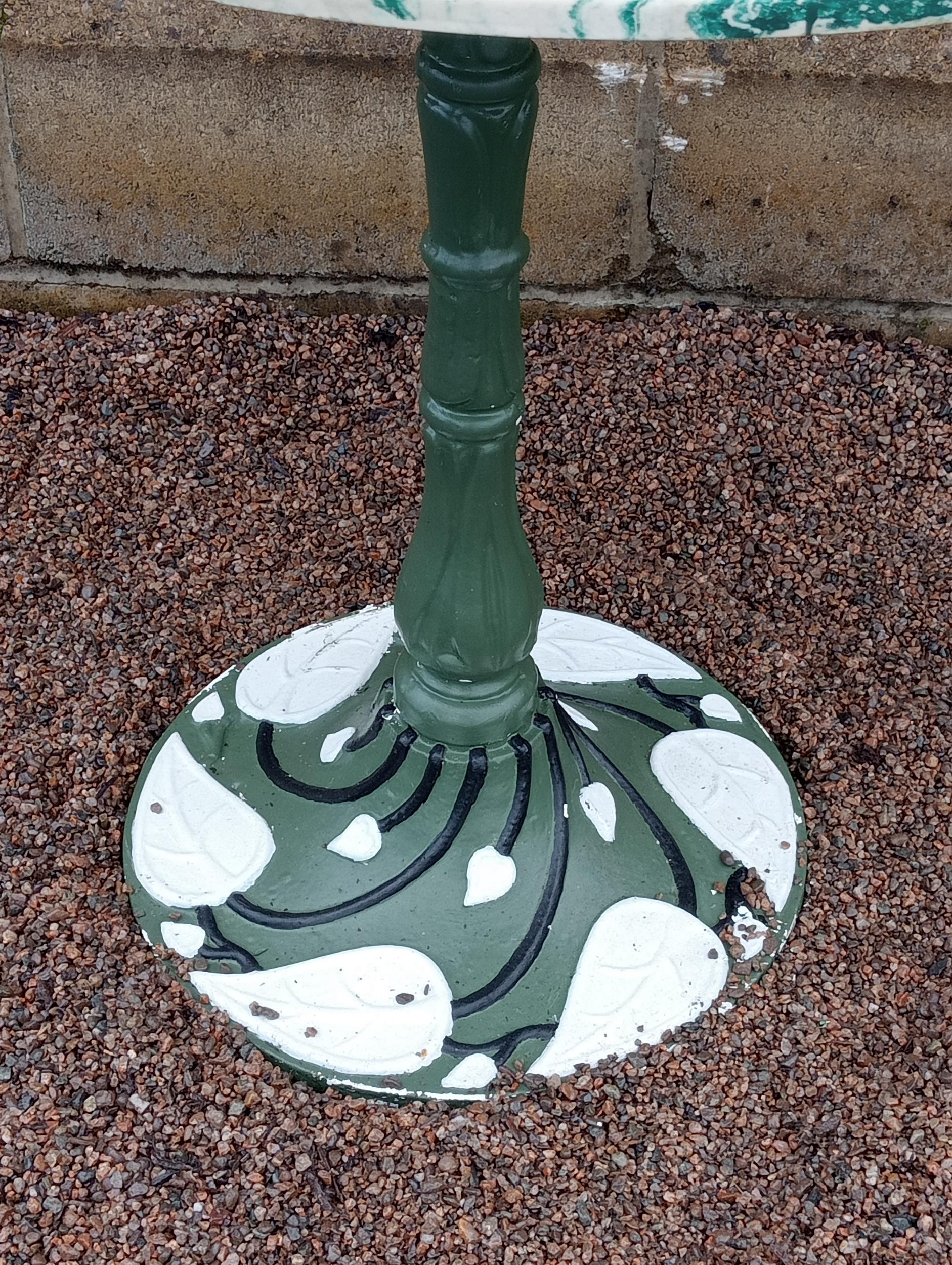 Cast iron lily of the valley circular garden table with marble top {H 72cm x Dia 75cm }. (NOT - Image 3 of 3