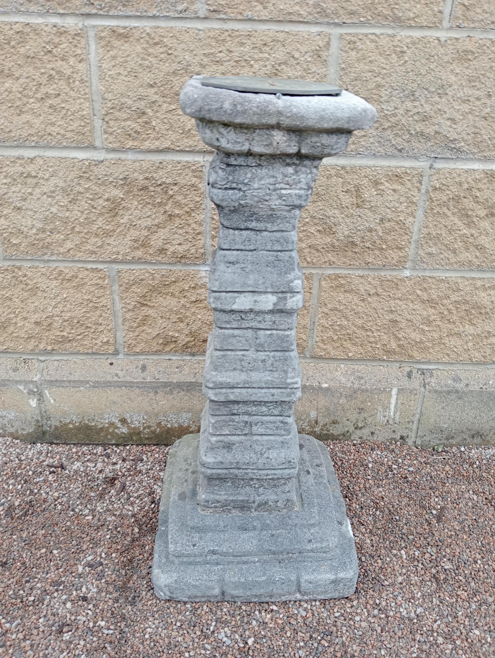 Stone sundial {H 82cm x W 36cm x D 36cm }. (NOT AVAILABLE TO VIEW IN PERSON)