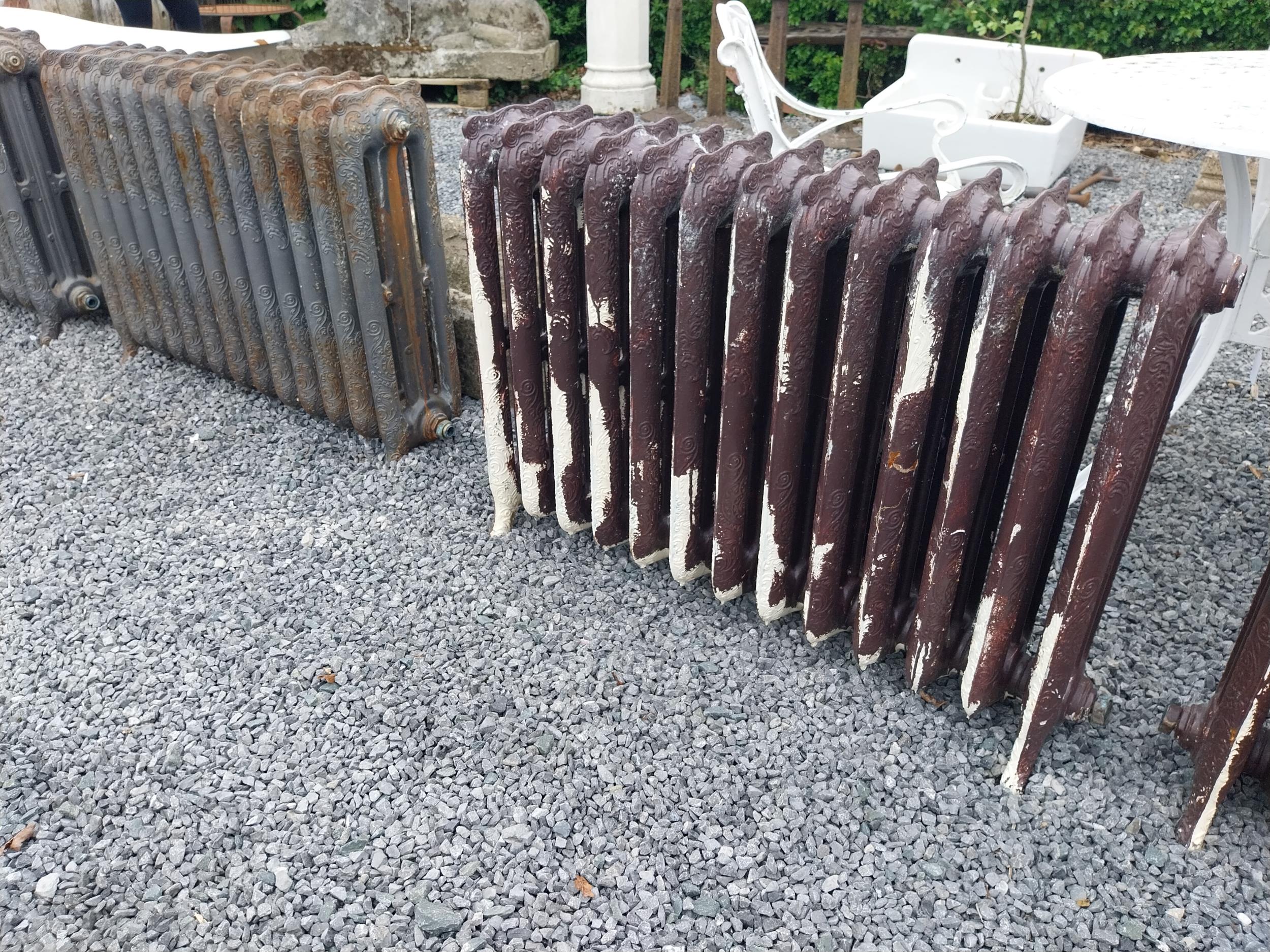 Two decorative cast iron radiators in the Victorian style - taken out working {74 cm H x 108 cm W