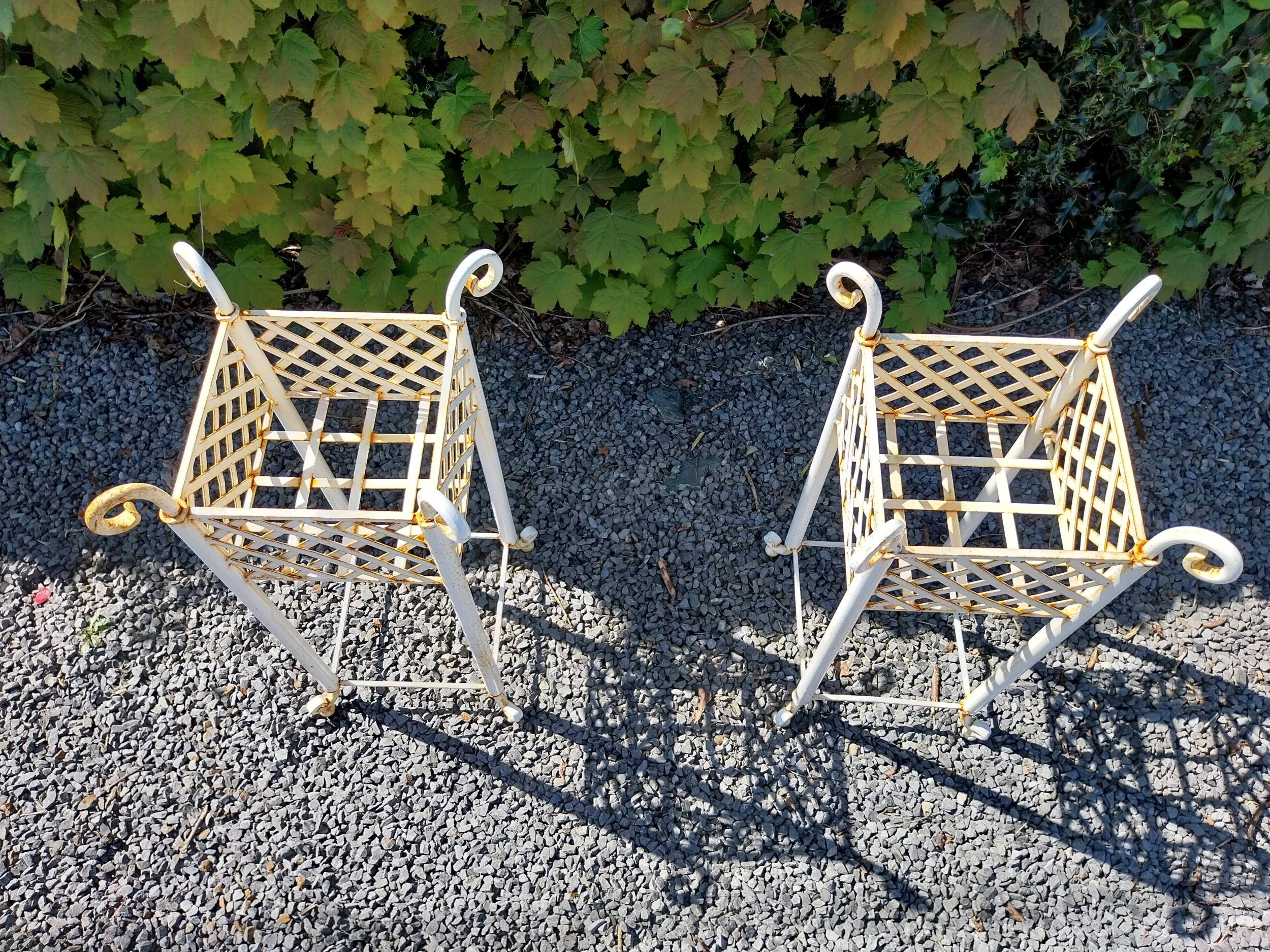 Pair of wrought iron square planters {75 cm H x 37 cm W x 37 cm D}. - Image 5 of 5