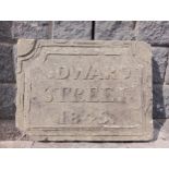 Stone carved Edward street 1845 sign{H 50cm x W 68cm x D 9cm }. (NOT AVAILABLE TO VIEW IN PERSON)