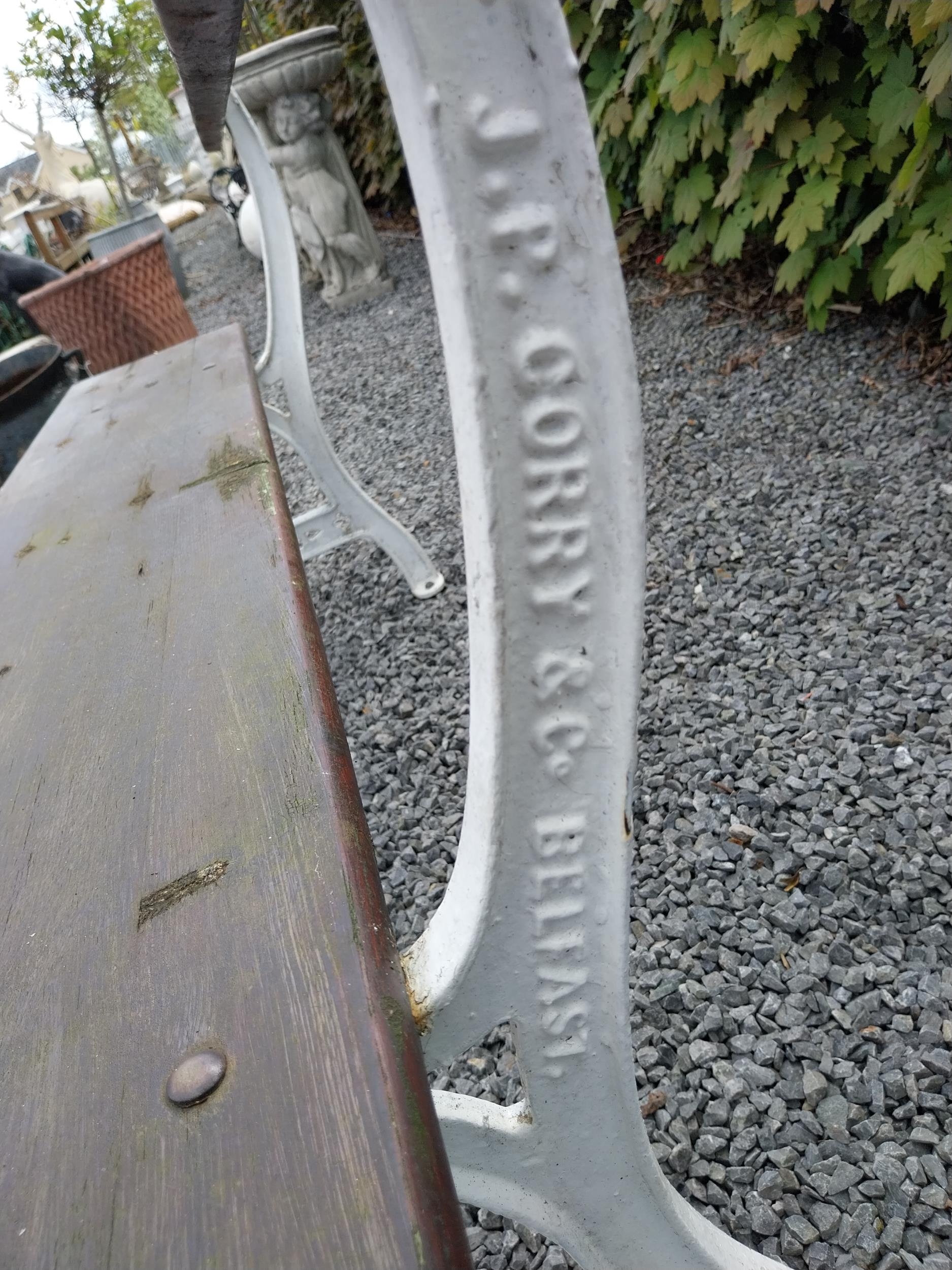 19th C. cast iron and wooden railway - garden bench J P Curry Belfast - Image 6 of 6