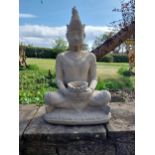 Good quality moulded sandstone Buddha statue {83 cm H x 44 cm W x 36 cm D}.