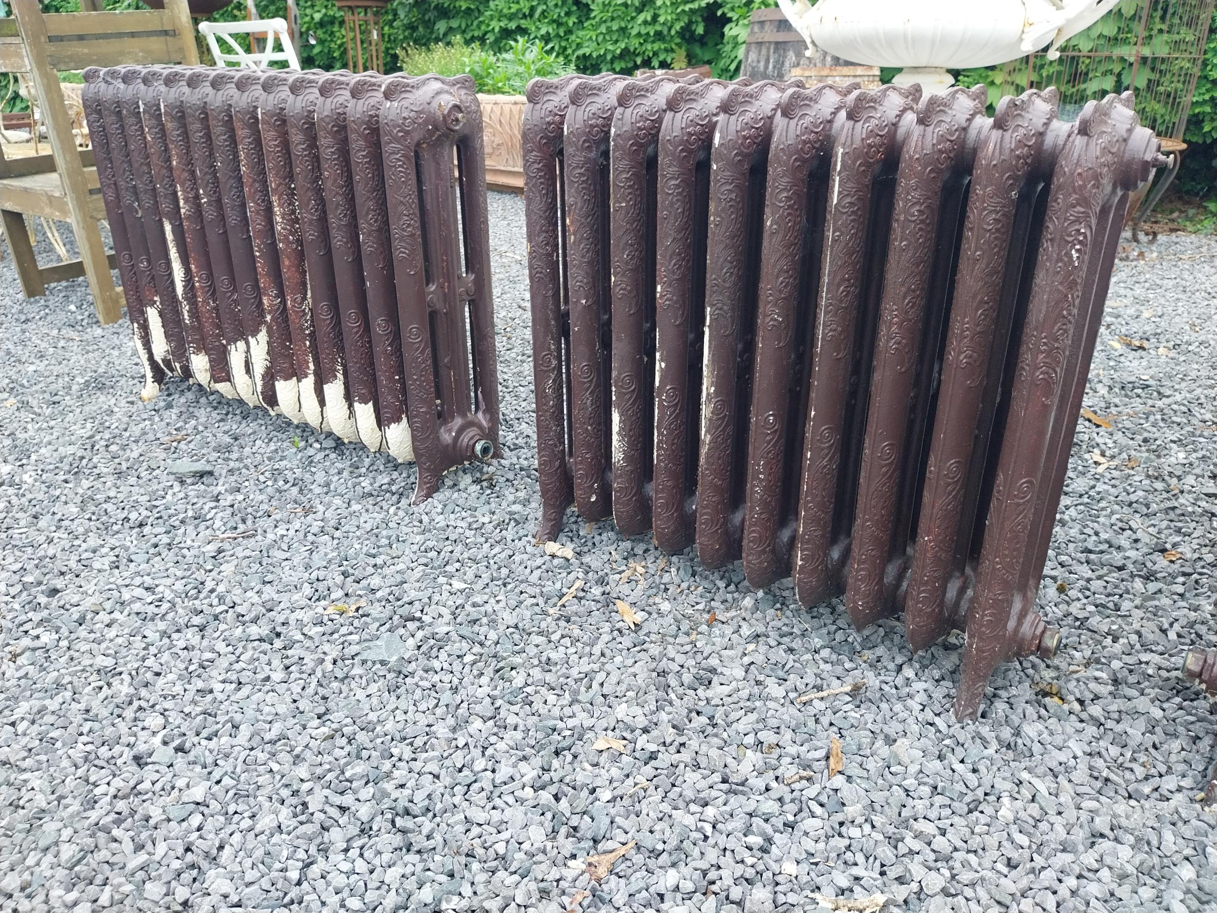 Two decorative cast iron radiators in the Victorian style - taken out working {74 cm H x 108 cm W