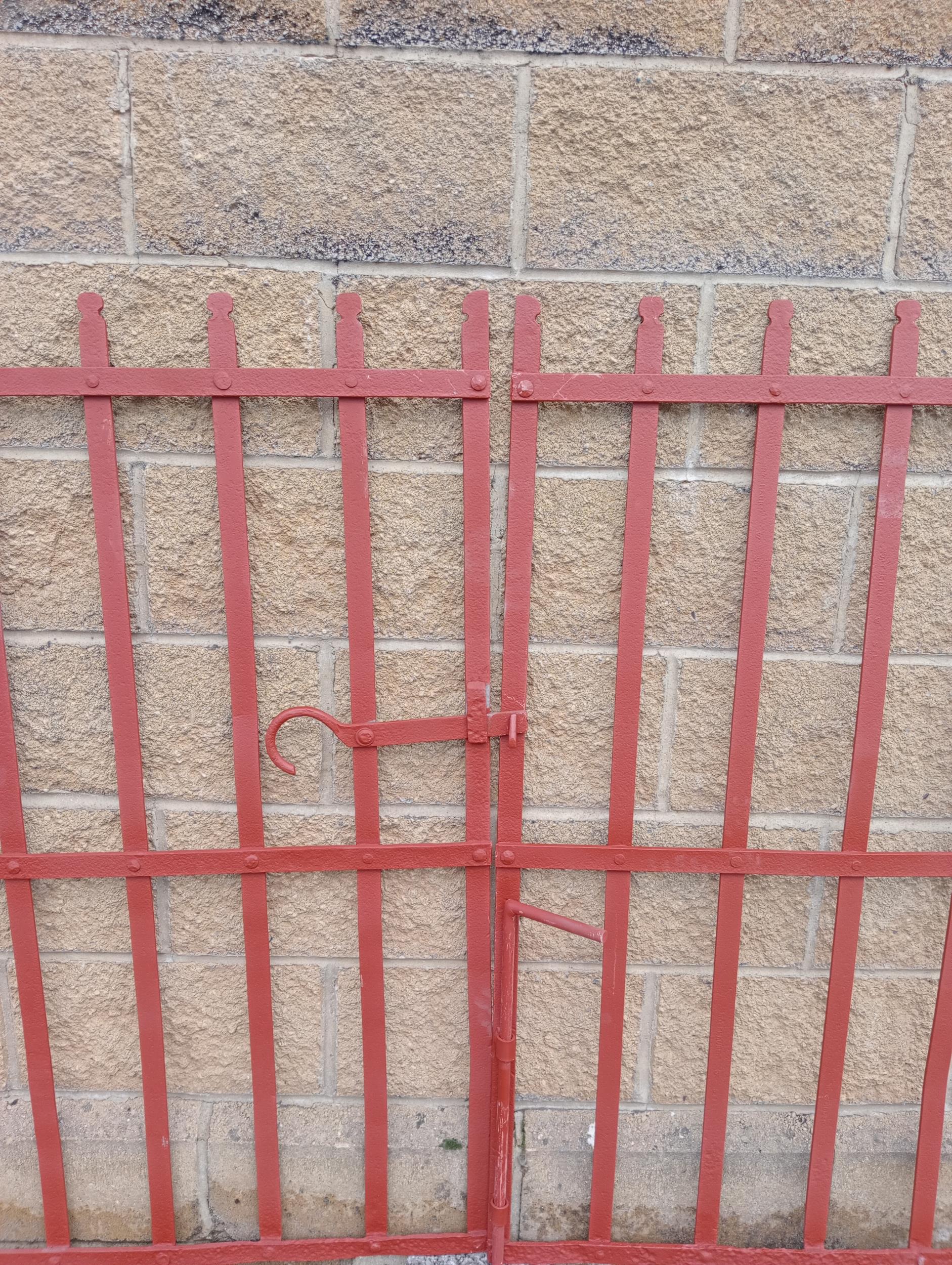 Pair of flat wrought iron entrance gates by Northburn {H 143cm x W 274cm x D 3cm}. (NOT AVAILABLE TO - Image 3 of 3